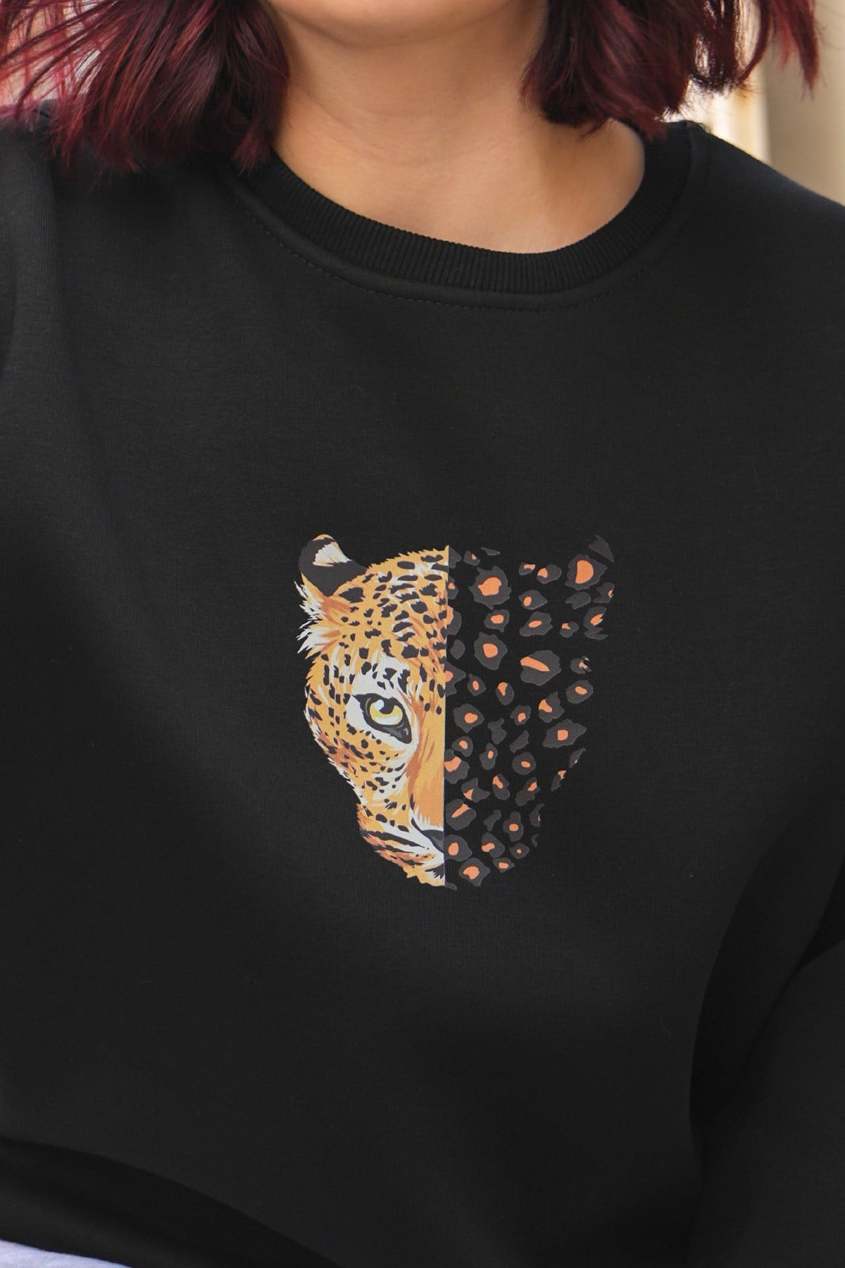 Leopar Oversize Kadın Sweat