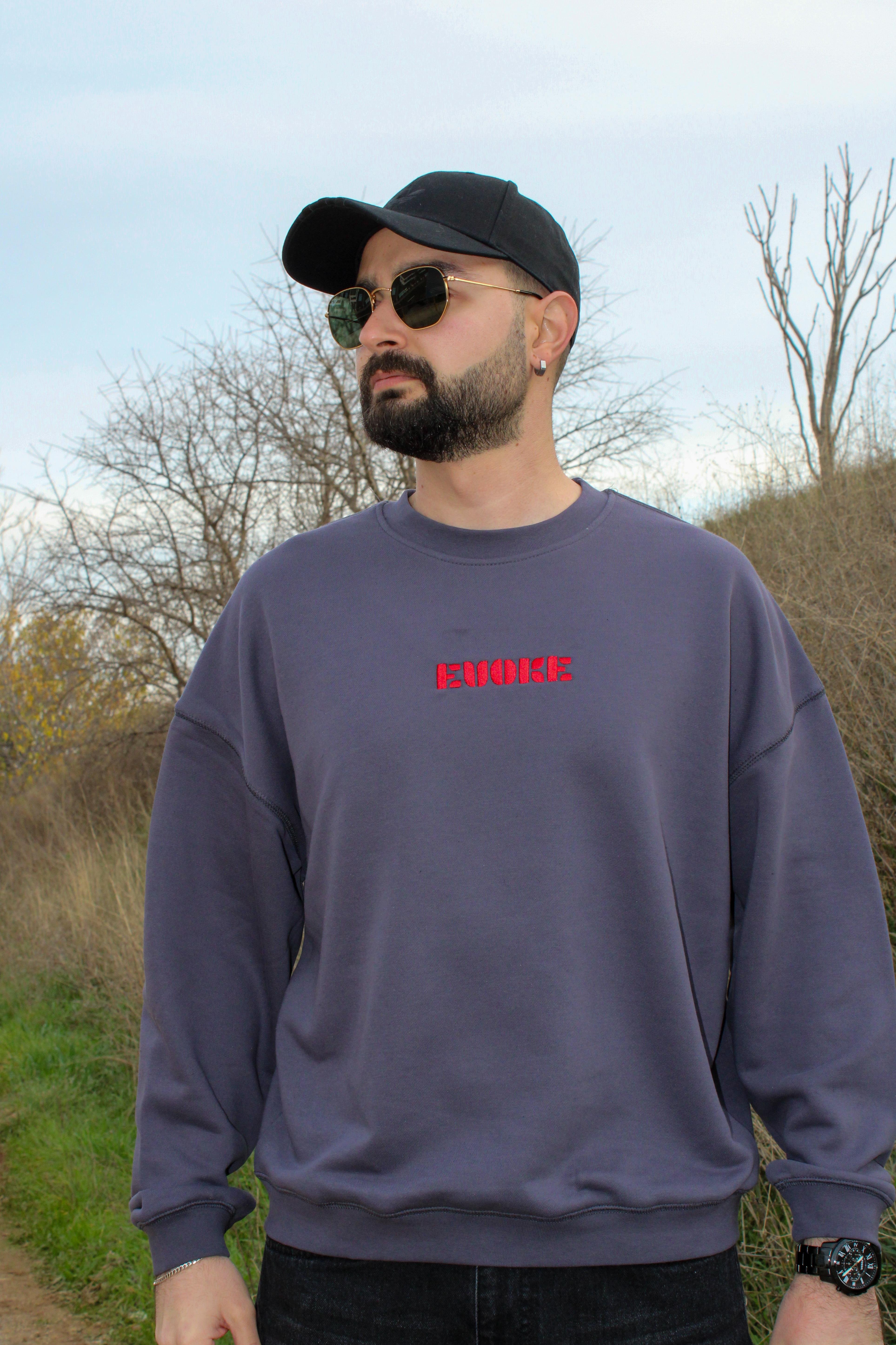 Nakışlı Oversize Erkek Sweat
