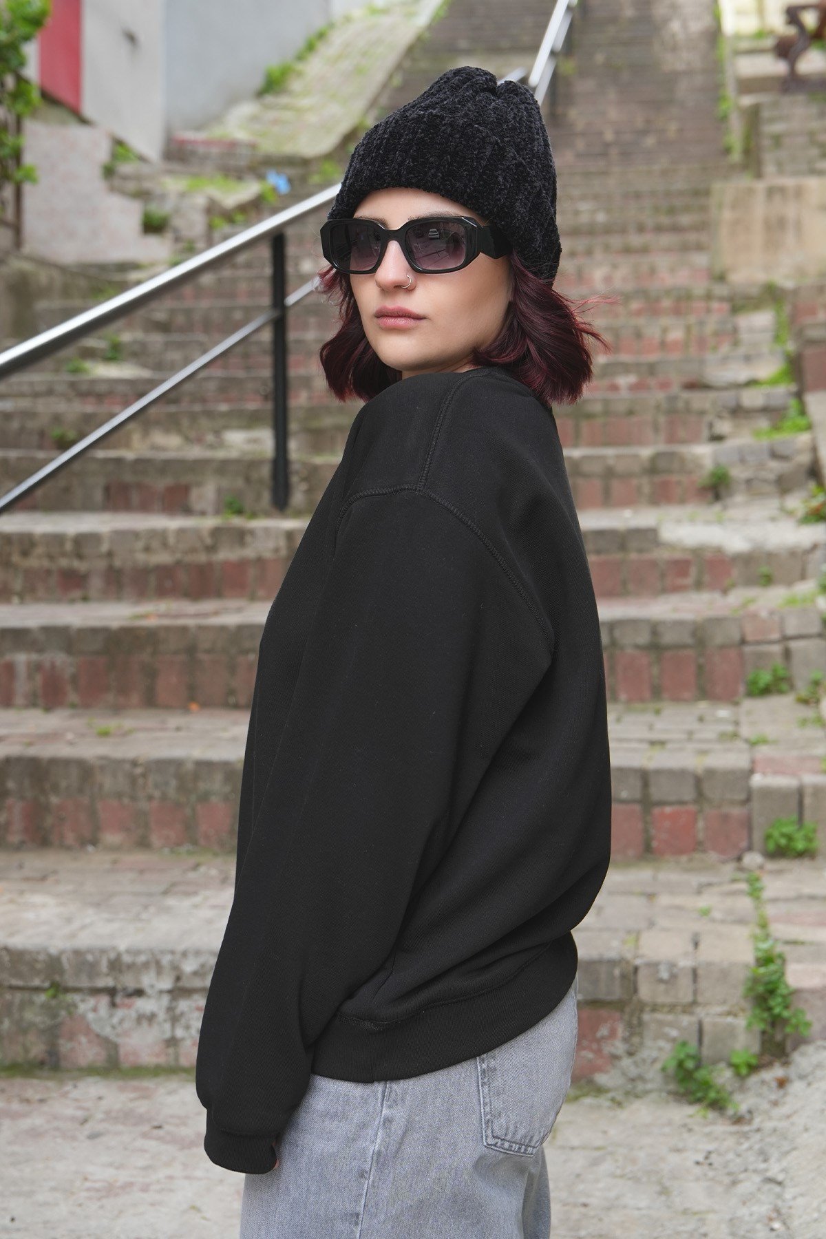 Nakışlı Oversize Kadın Sweat