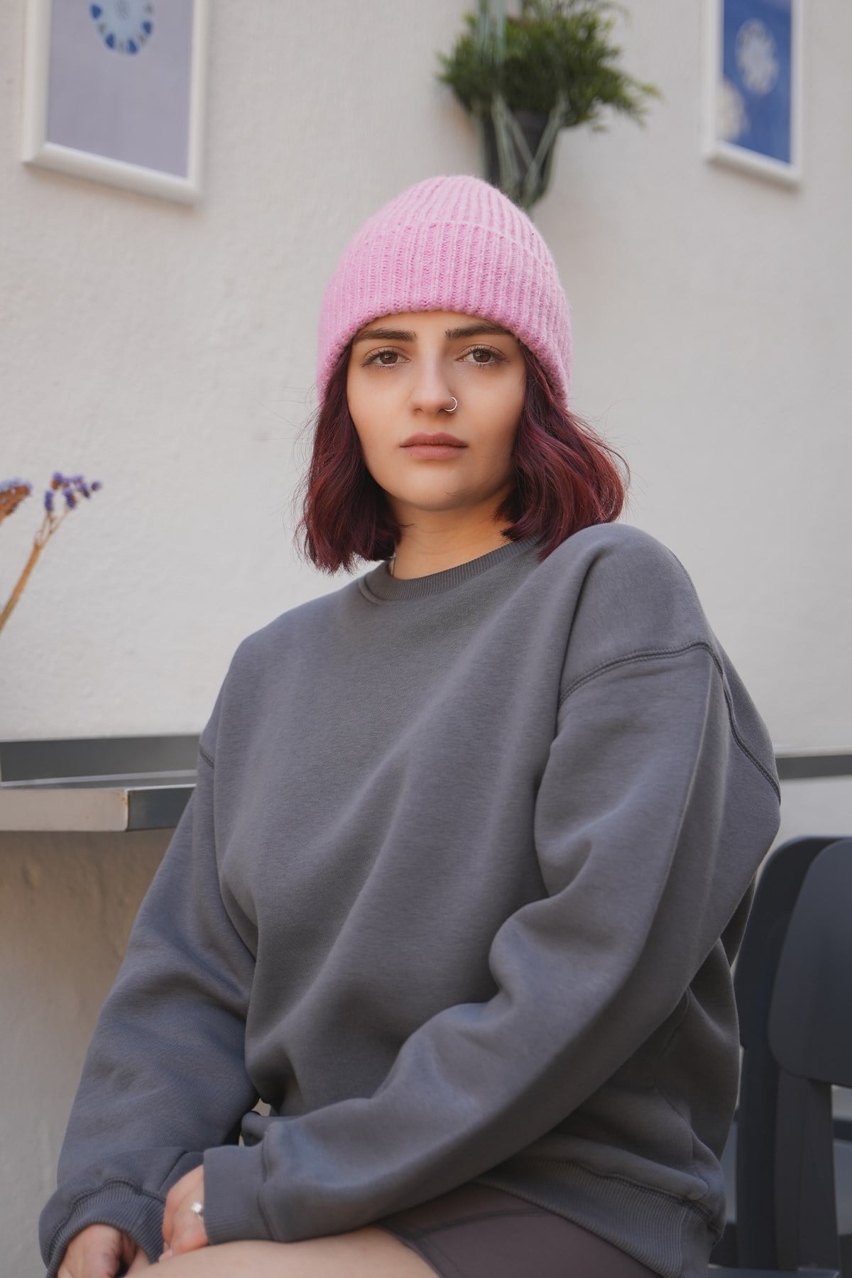 Oversize Kadın Sweatshirt Gri
