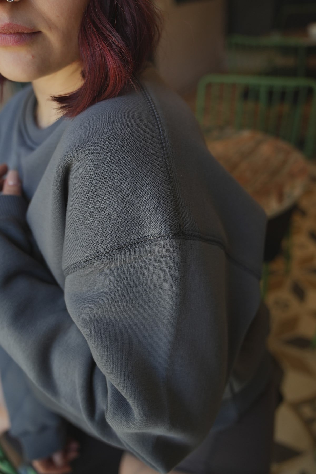 Oversize Kadın Sweatshirt Gri