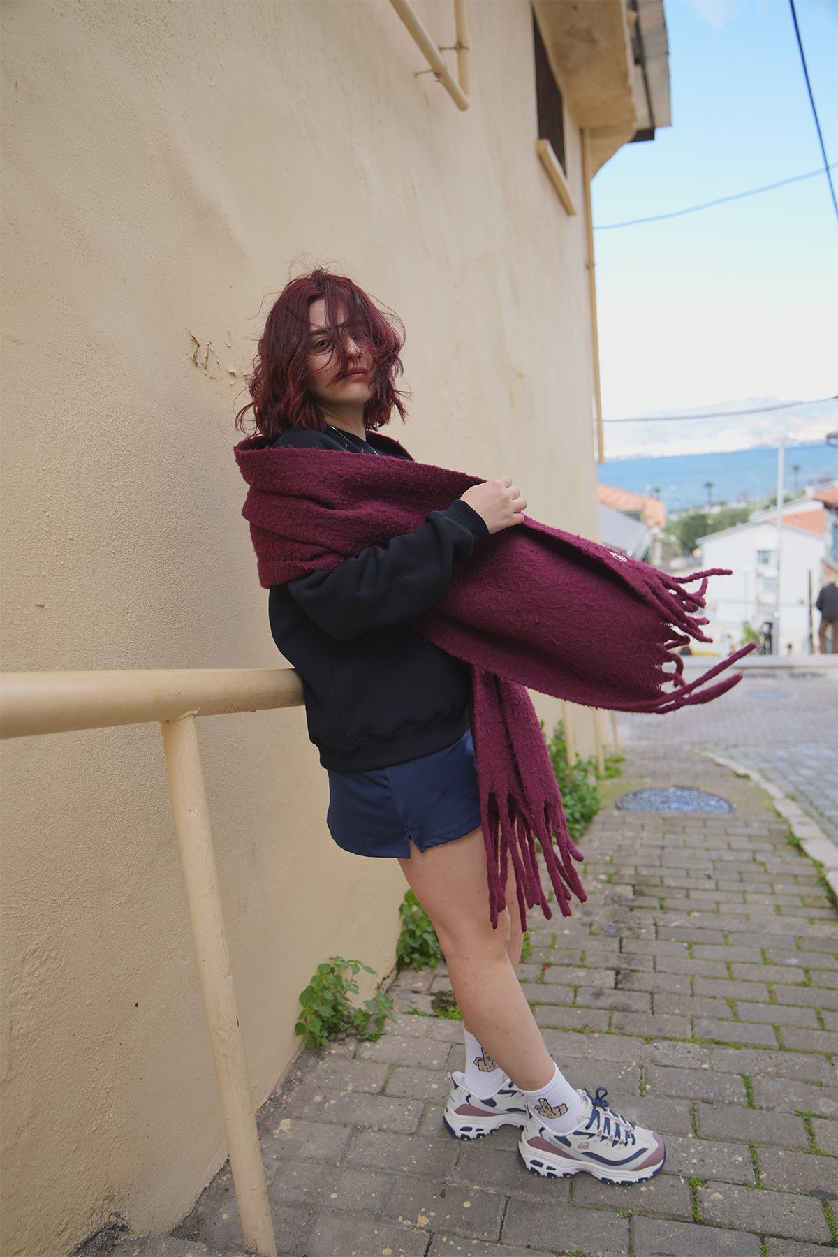Oversize Kadın Sweatshirt Lacivert