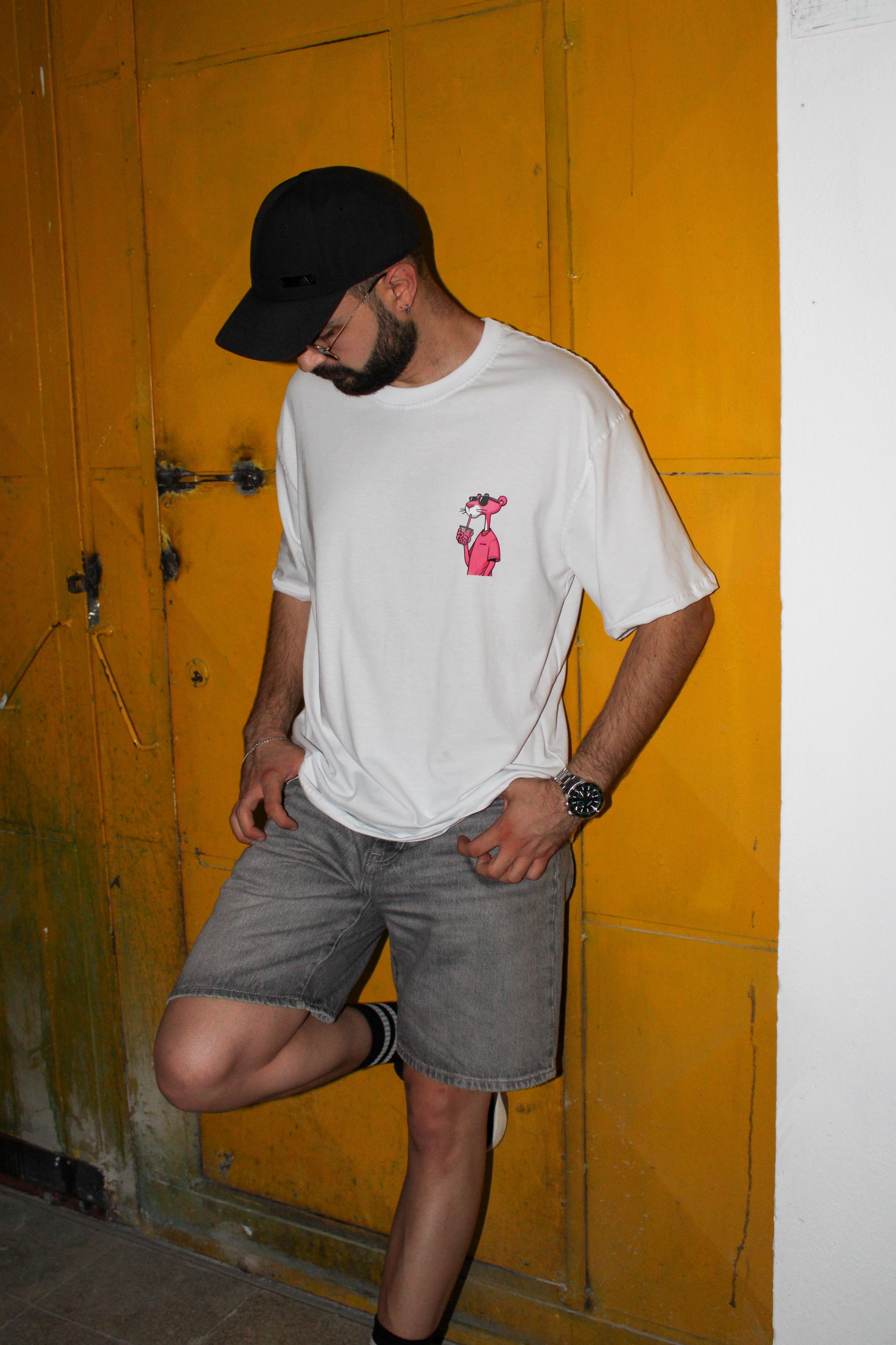 Pembe Panter Oversize Erkek T-shirt