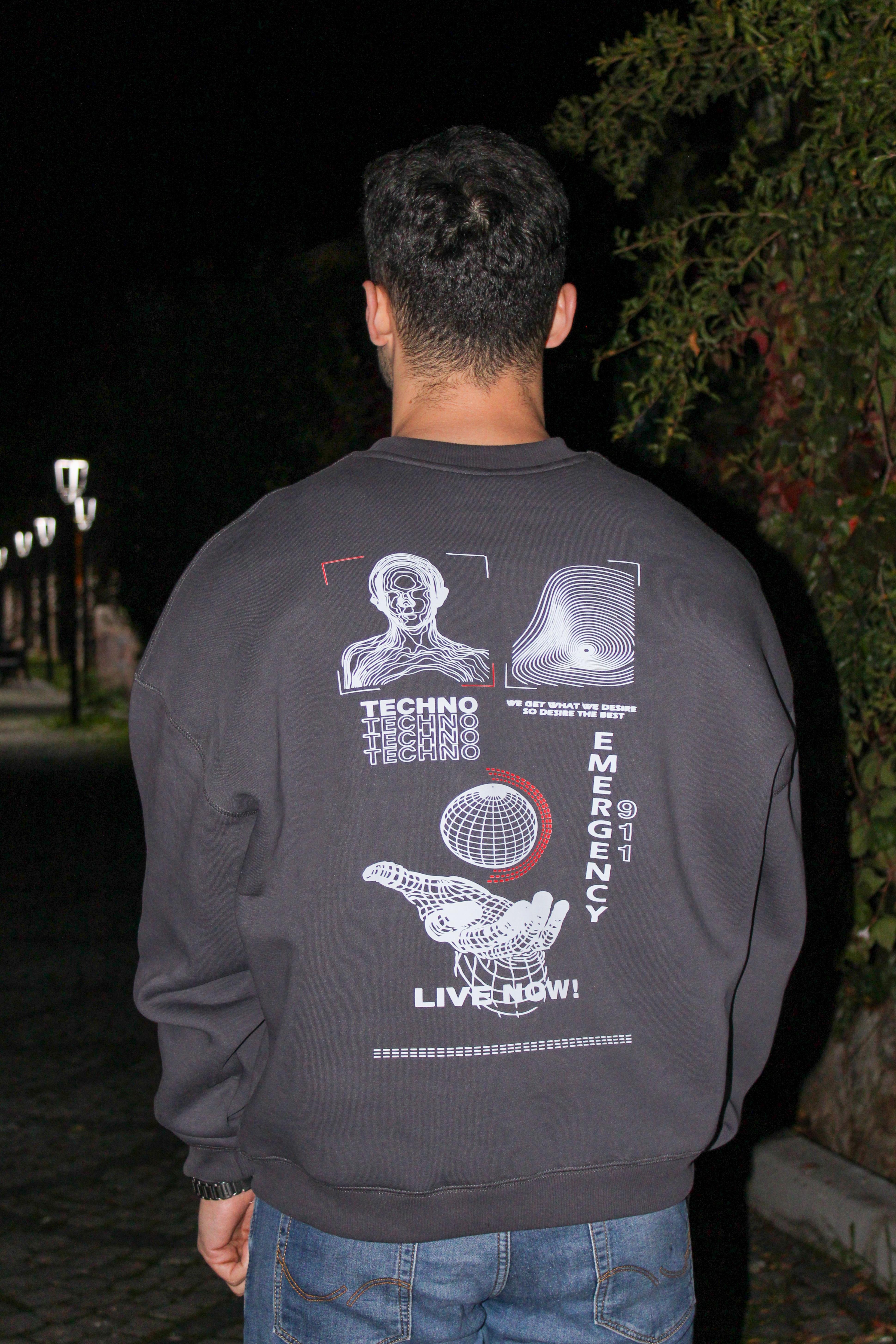 Techno Oversize Erkek Sweat