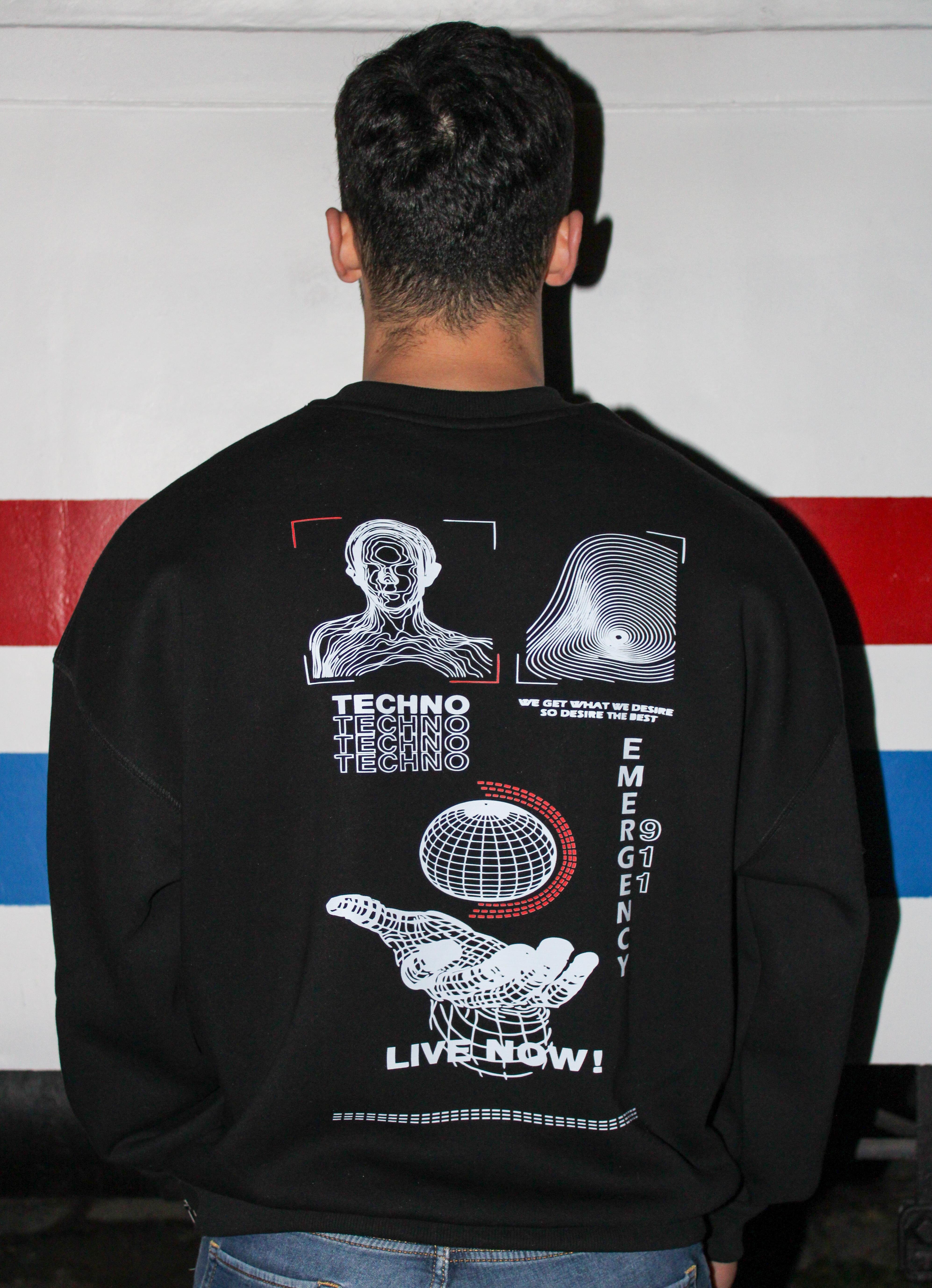 Techno Oversize Erkek Sweat