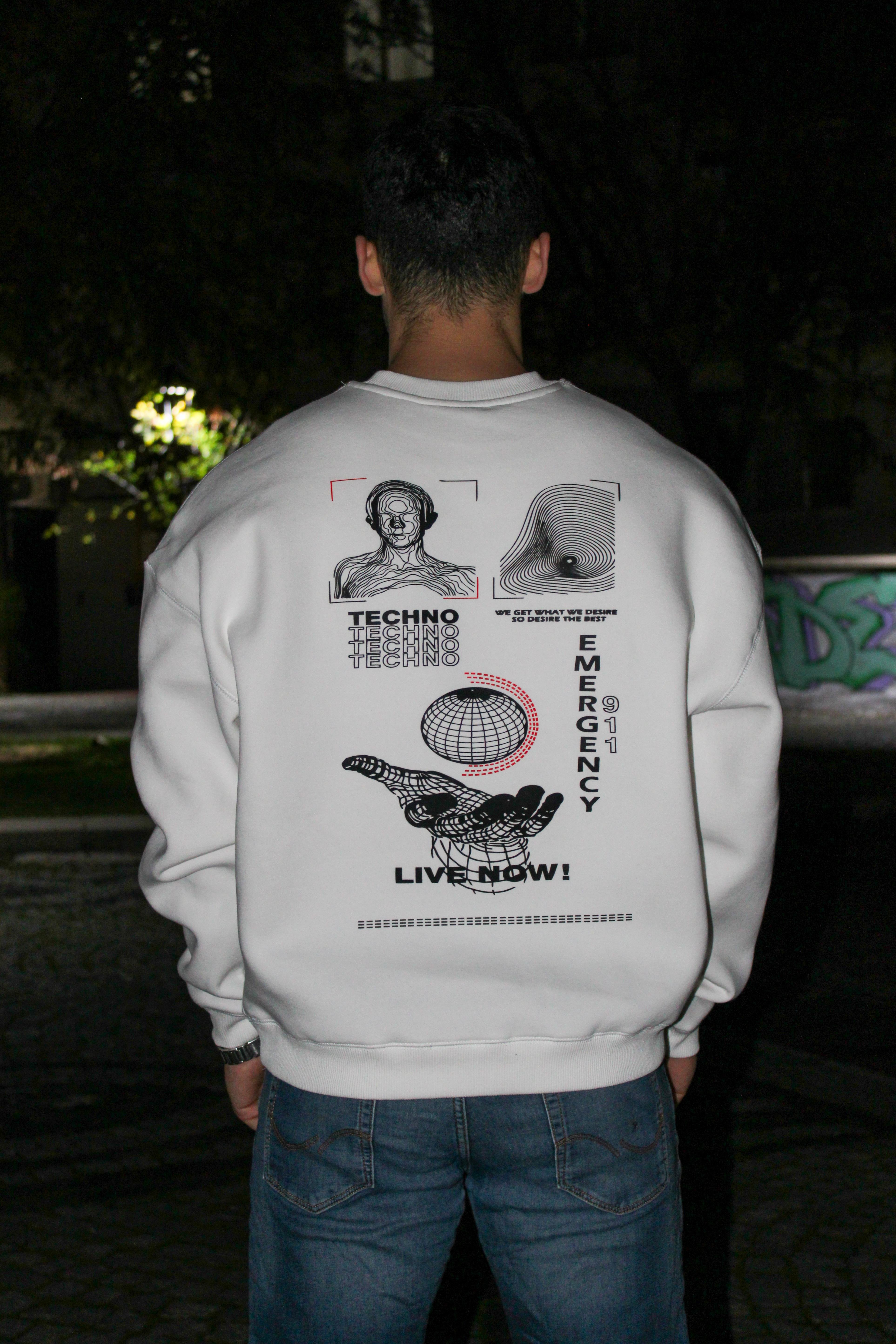 Techno Oversize Erkek Sweat