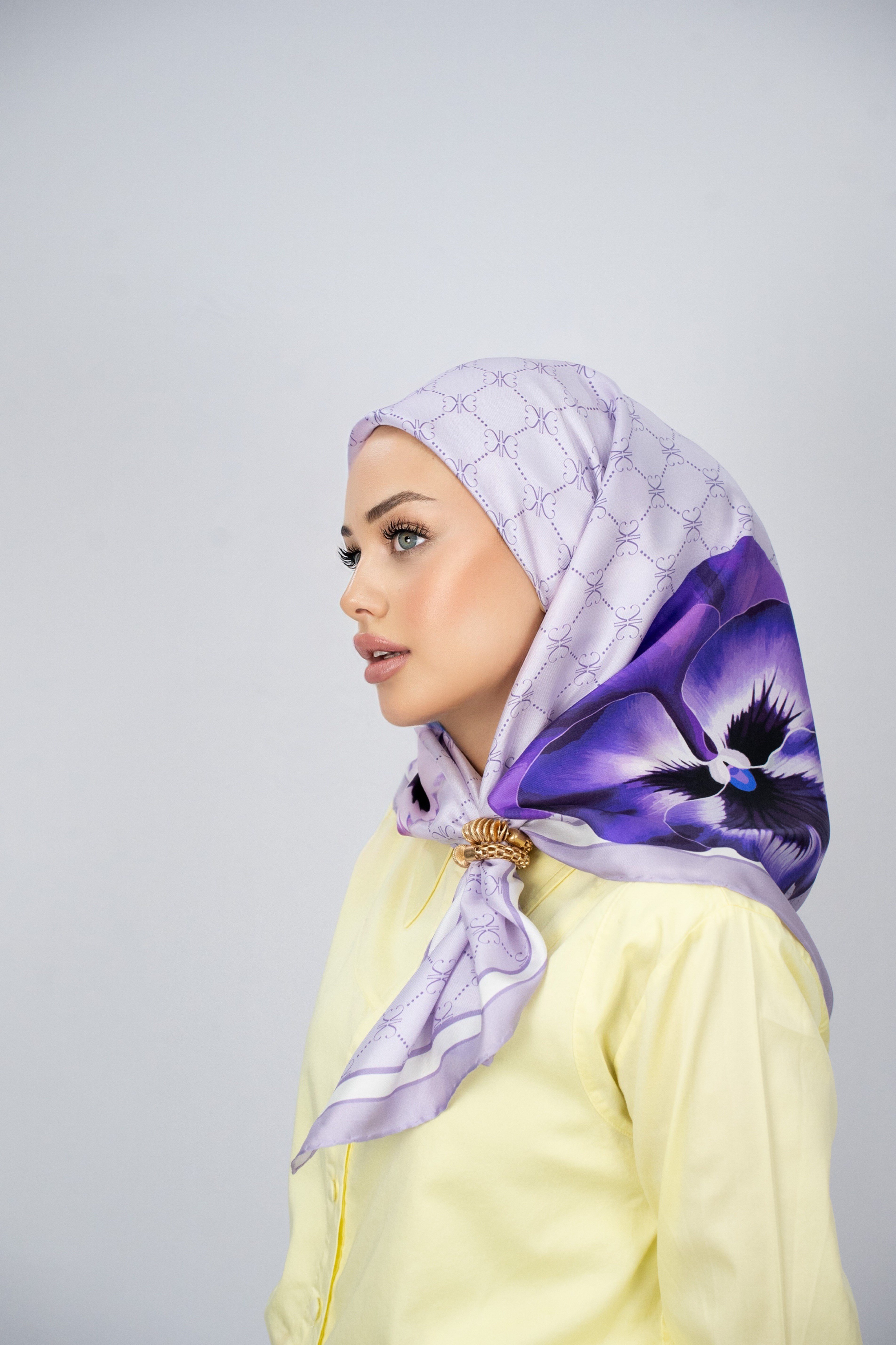 ORCHID MOR TİVİL İPEK EŞARP 90x90