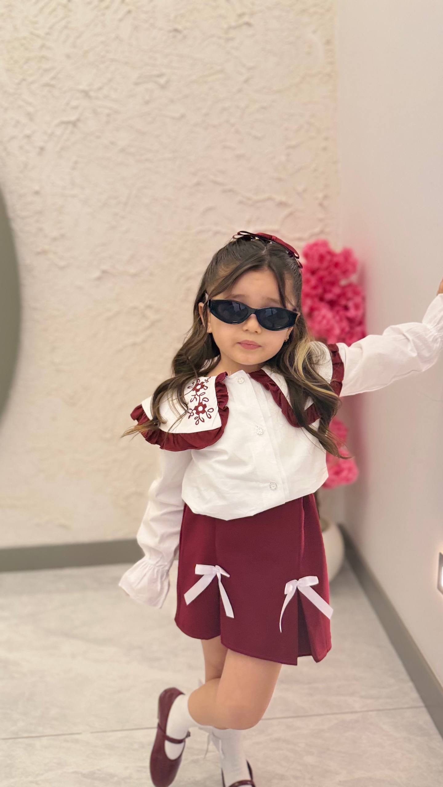 3-10 Yaş Bordo Etekli Takım