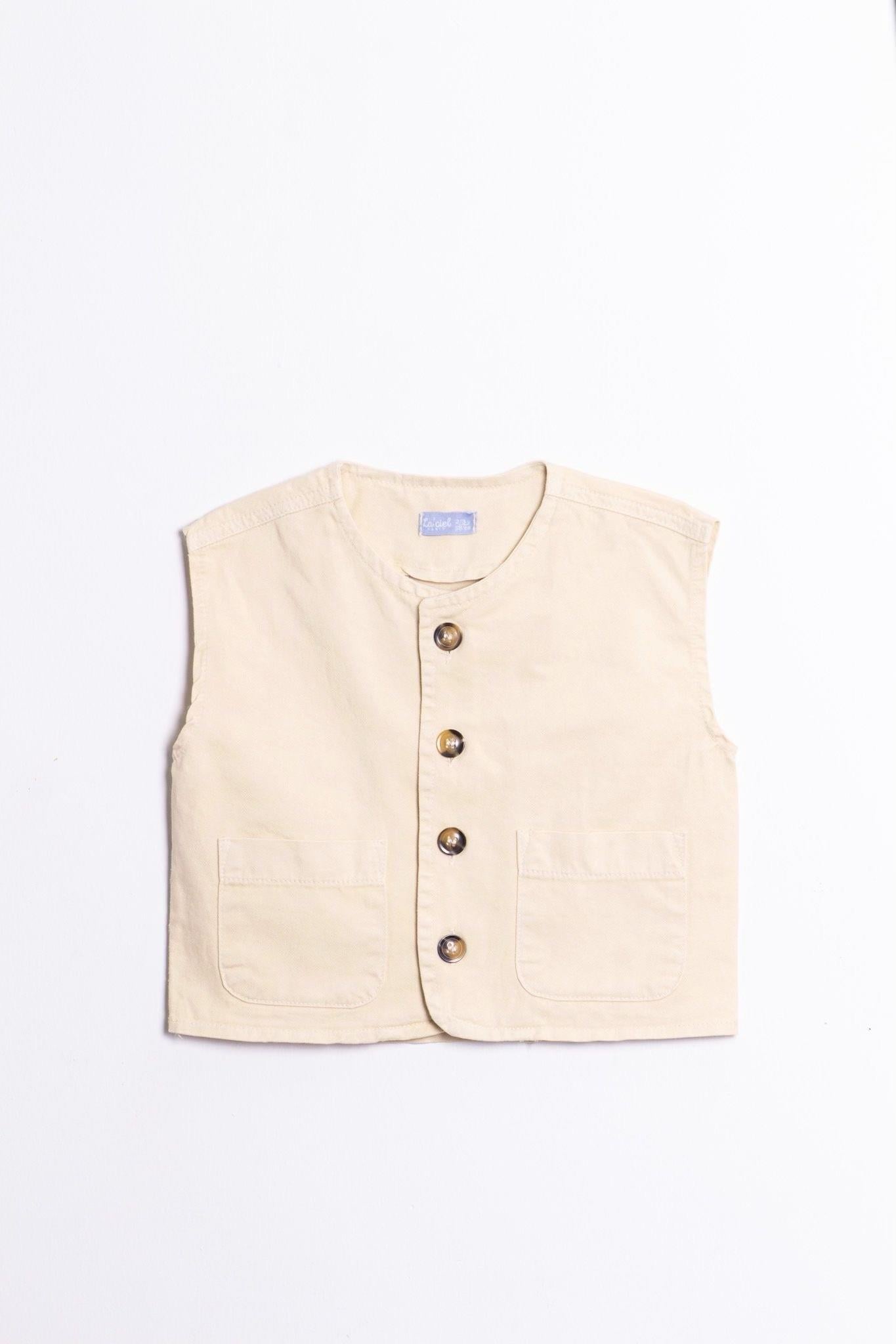 Krem Unisex çocuk yelek