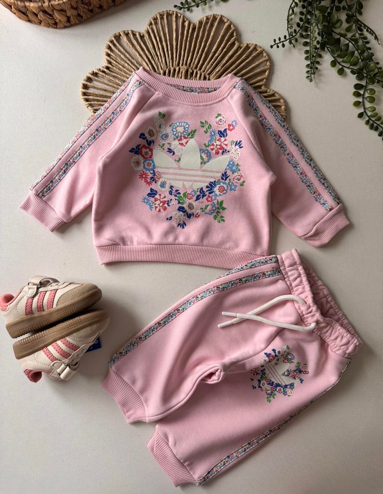 Pembe Çiçek Detaylı Eşofman Takımı (Bebek)
