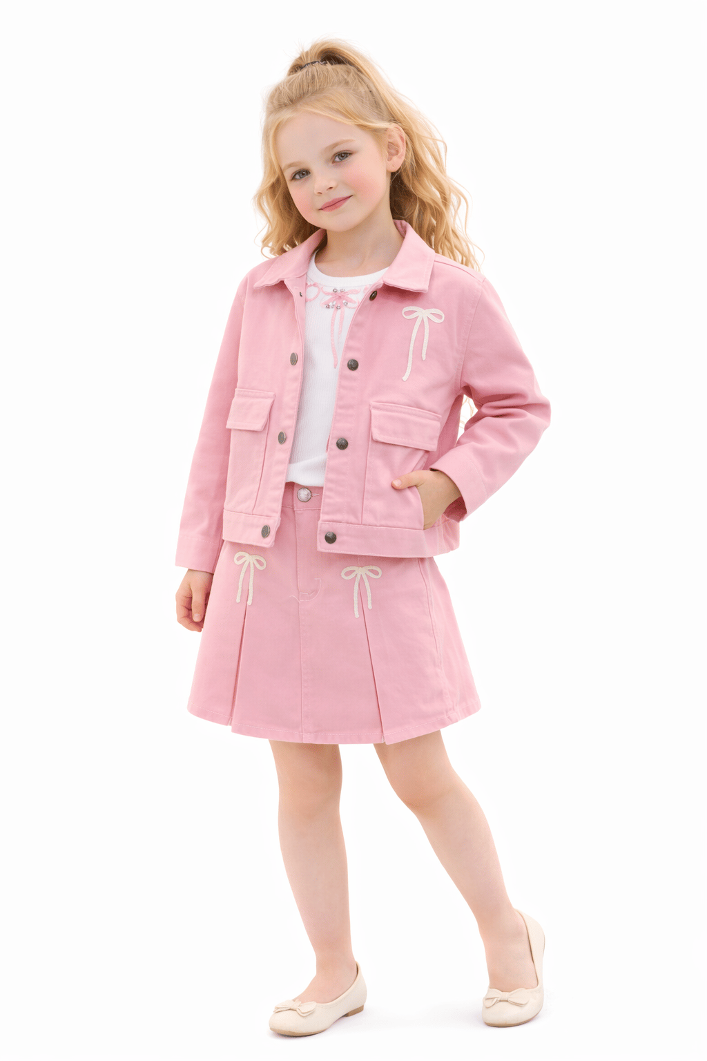 Pembe Fiyonk Detaylı Ceketli Takım