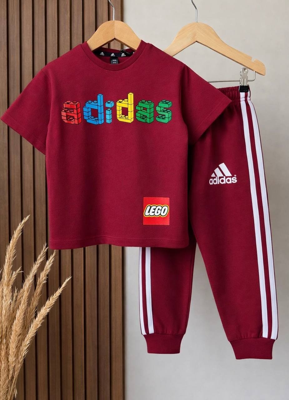 Unisex Bordo Lego Baskılı Takım