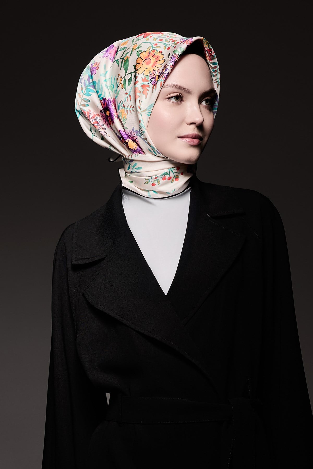 Arajman Desenli Twill İpek Eşarp
