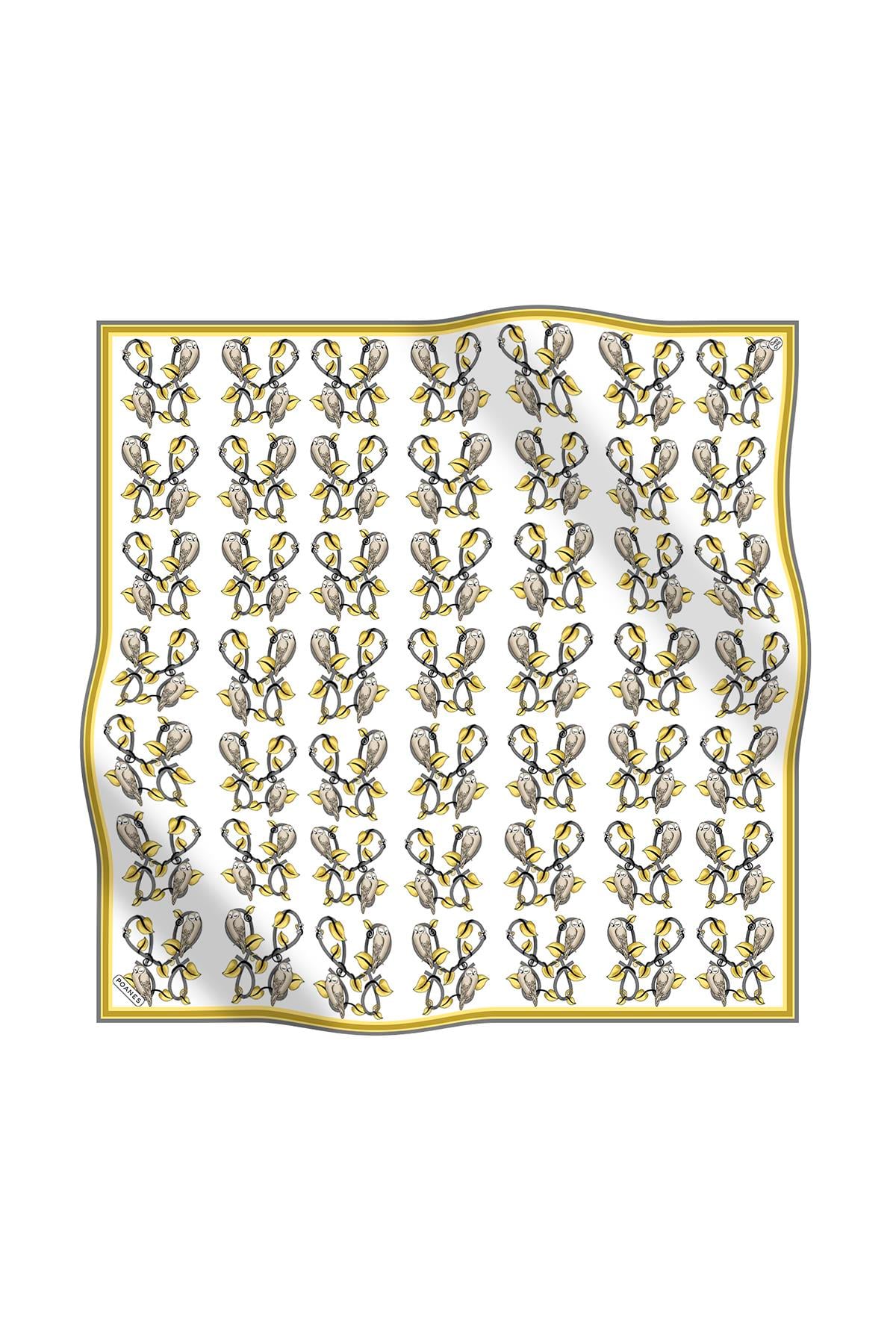 BAYKUŞ DESENLİ TWILL İPEK EŞARP