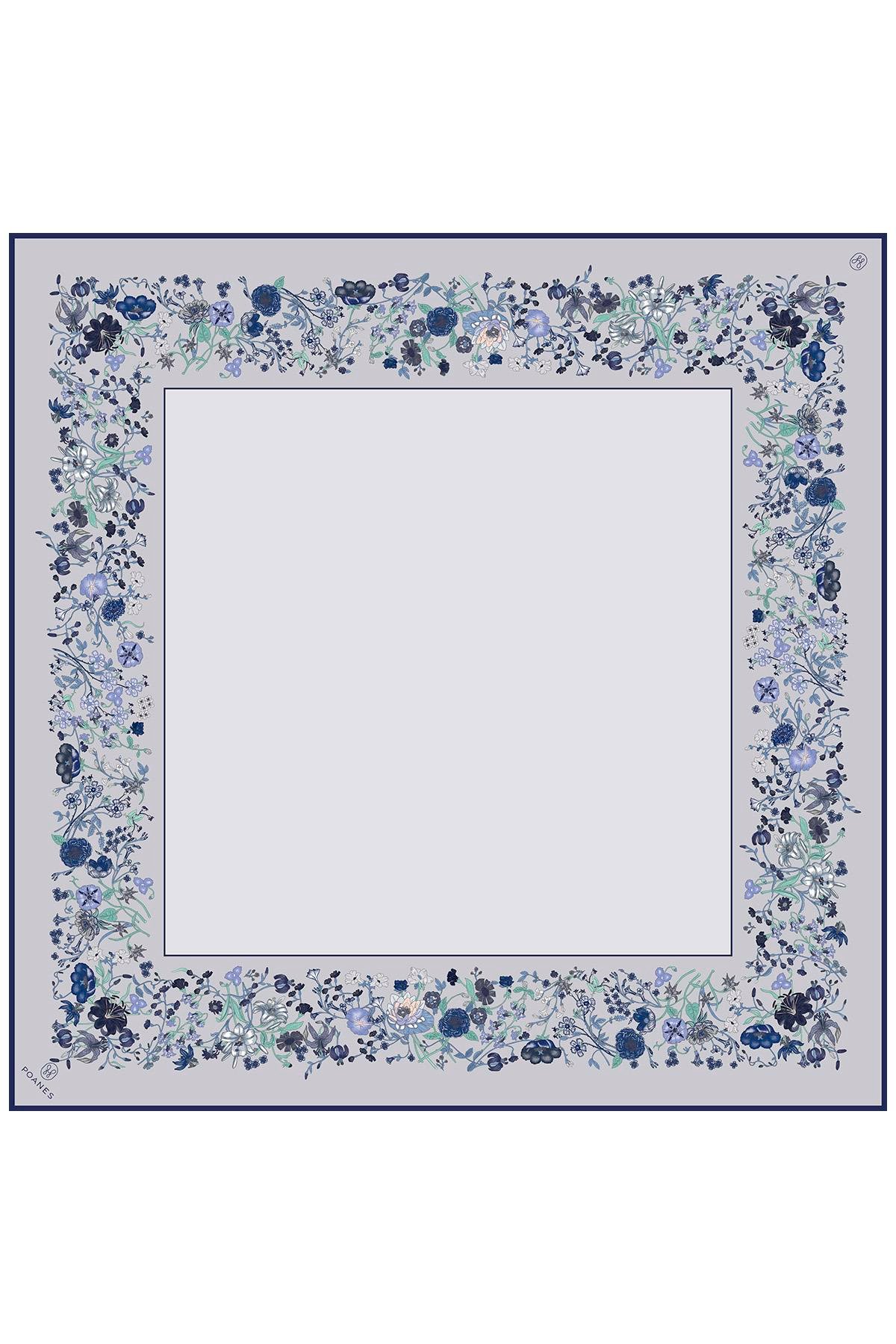Çiçek Bordür Desenli Twill İpek Eşarp