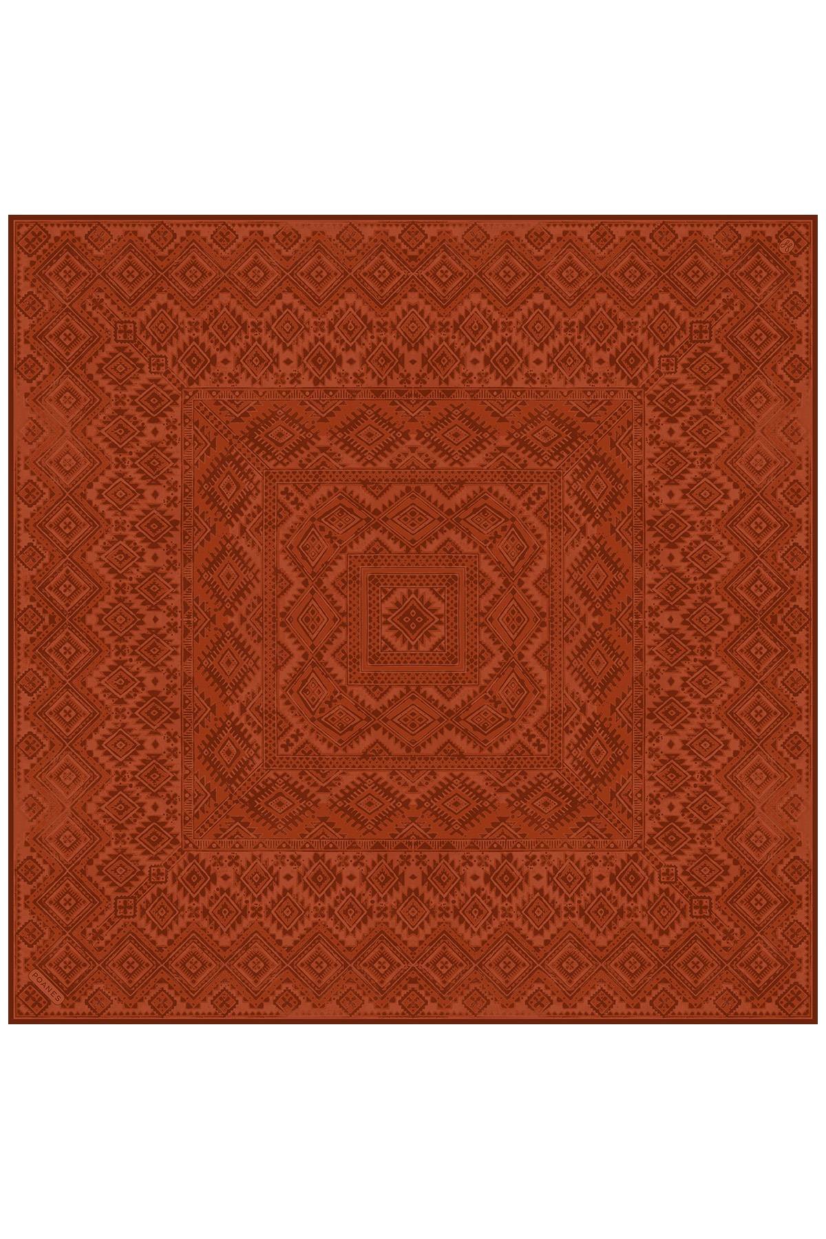 Etnik Desenli Twill İpek Eşarp