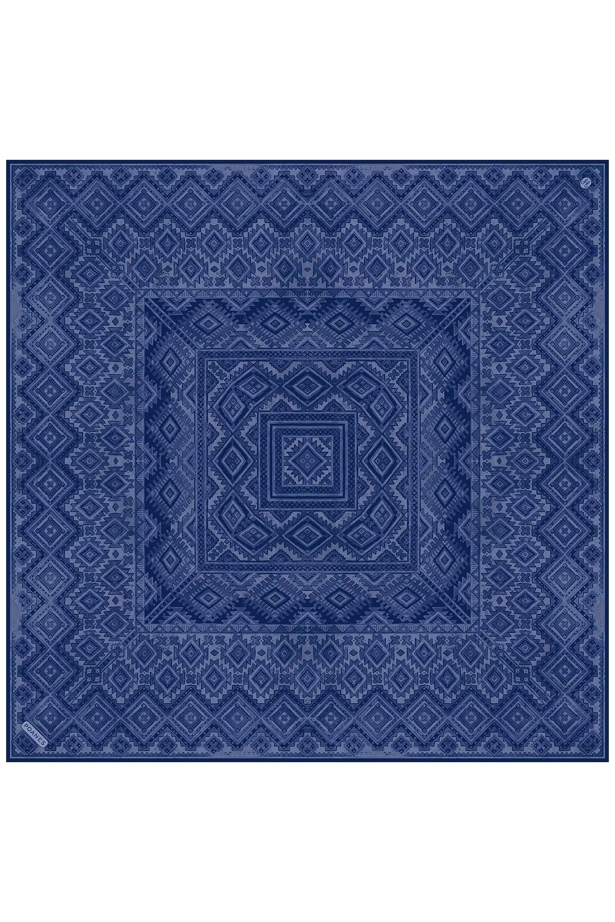 Etnik Desenli Twill İpek Eşarp