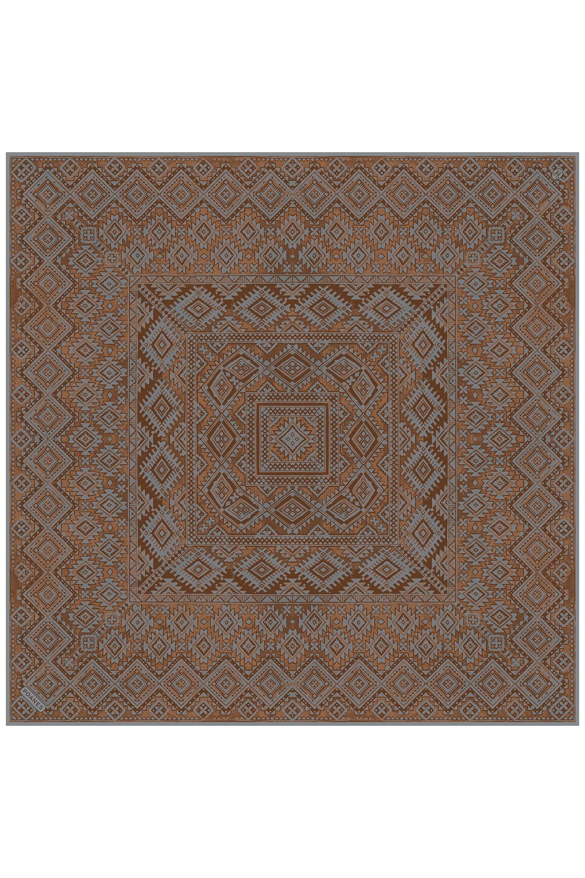 Etnik Desenli Twill İpek Eşarp