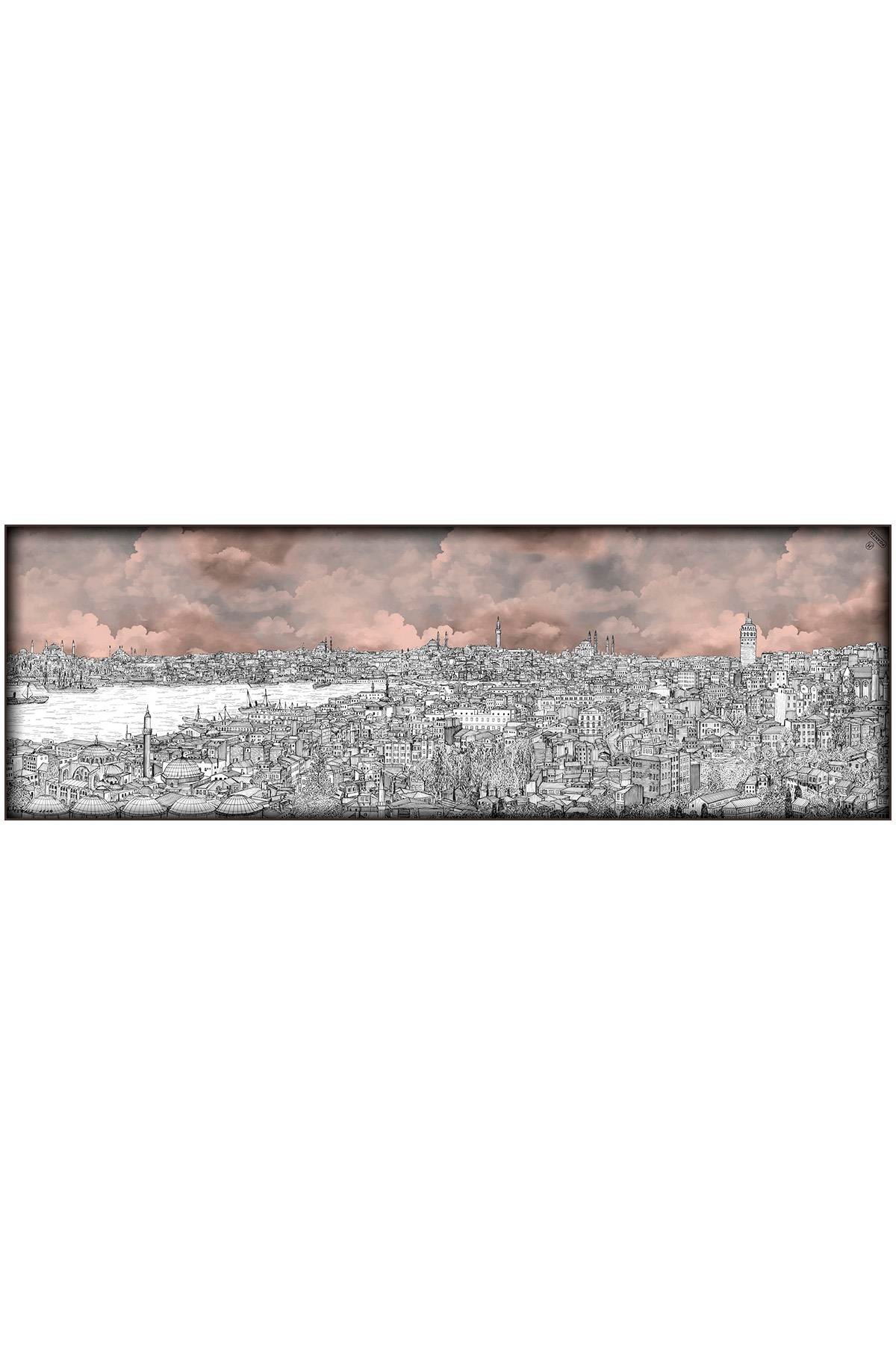 İstanbul Desenli Krep İpek Şal