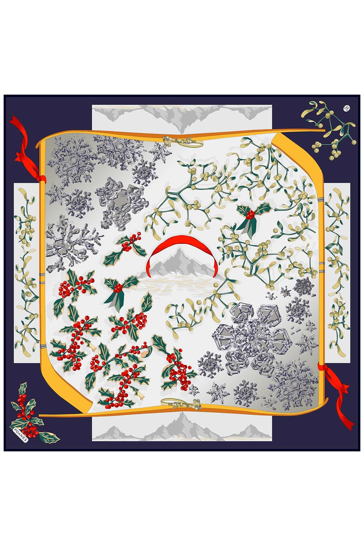 Kar Tanesi Desenli Twill İpek Eşarp