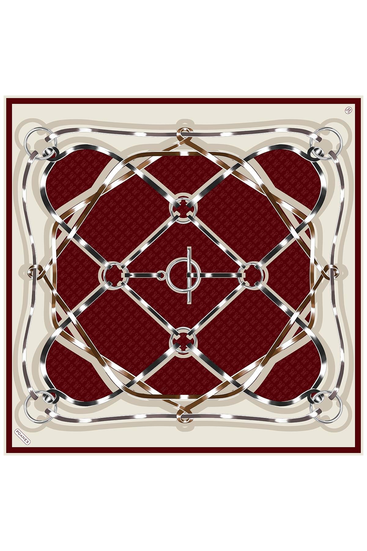 Marin Monogram Desenli Twill İpek Eşarp