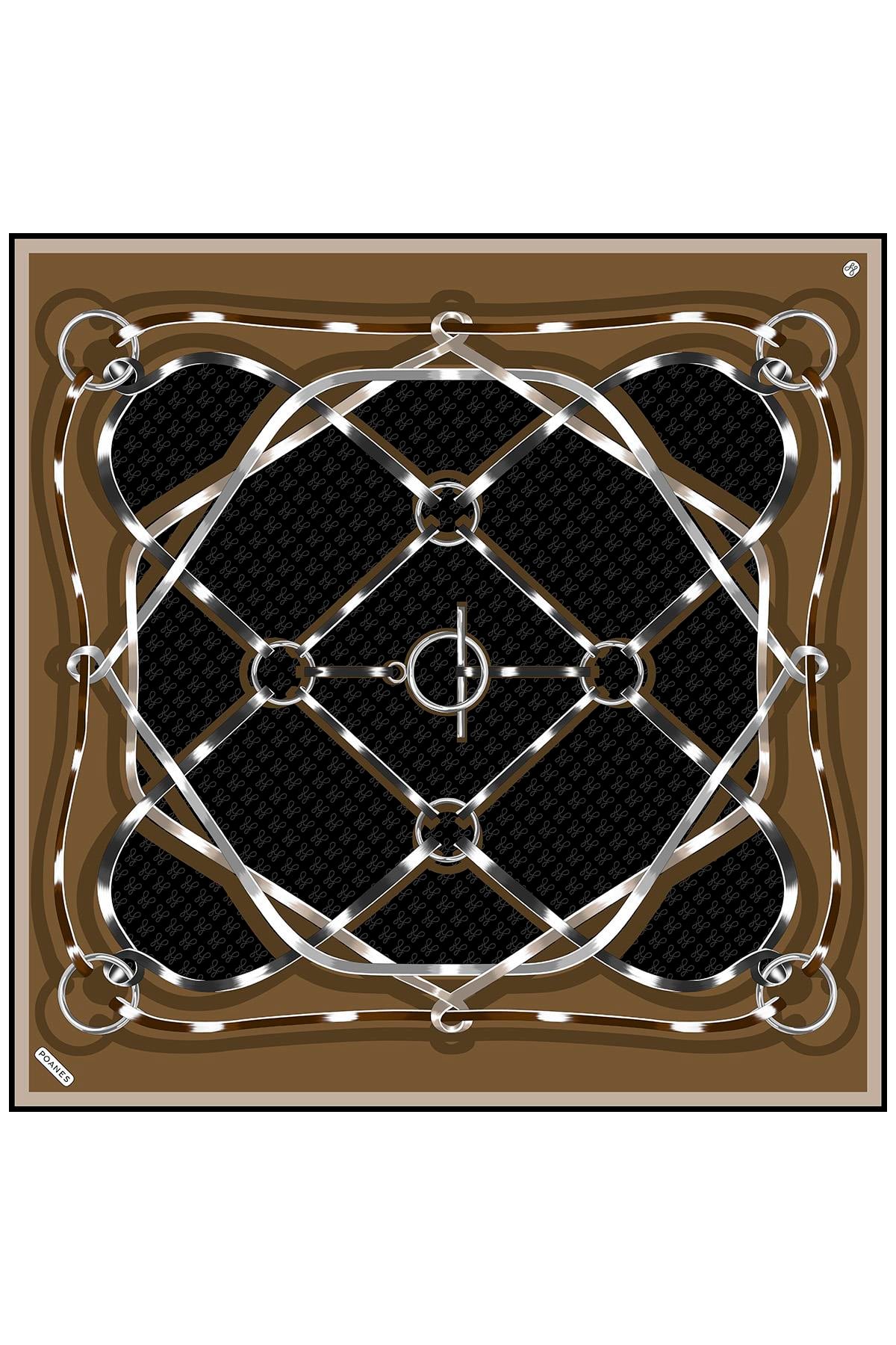 Marin Monogram Desenli Twill İpek Eşarp