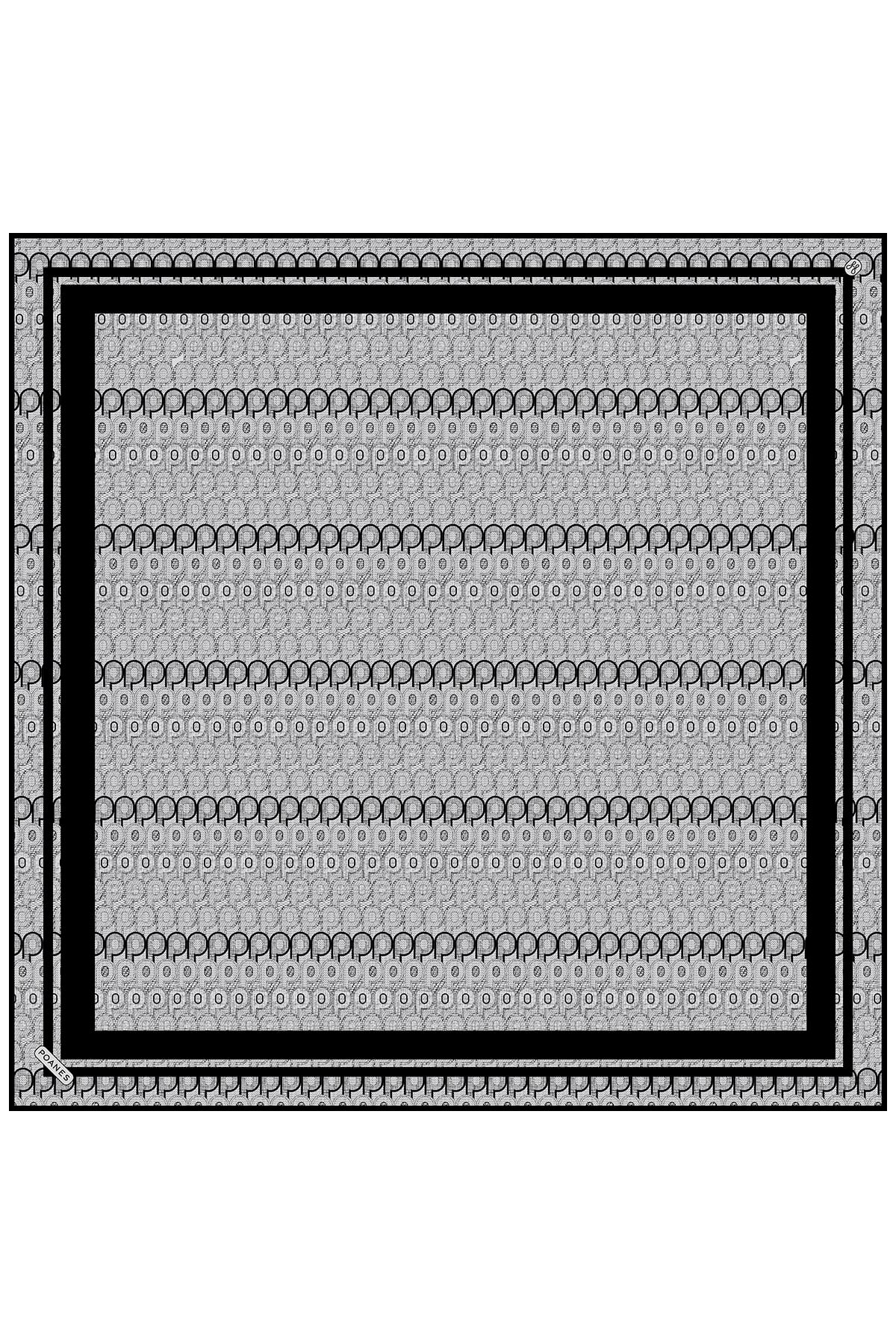 Monogram Desenli Twill İpek Eşarp