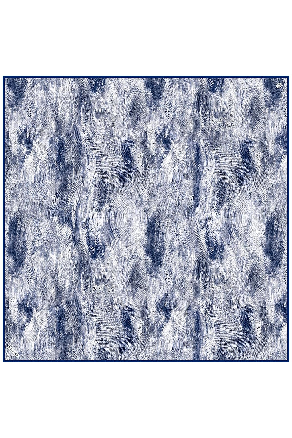 Soyut Fırça Desenli Twill İpek Eşarp