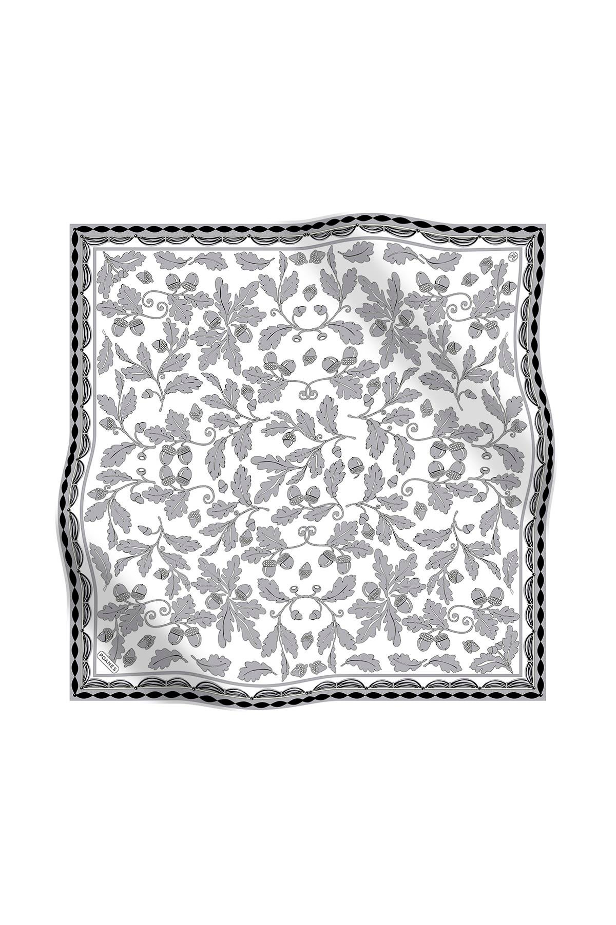 YAPRAK DESENLİ TWILL İPEK EŞARP