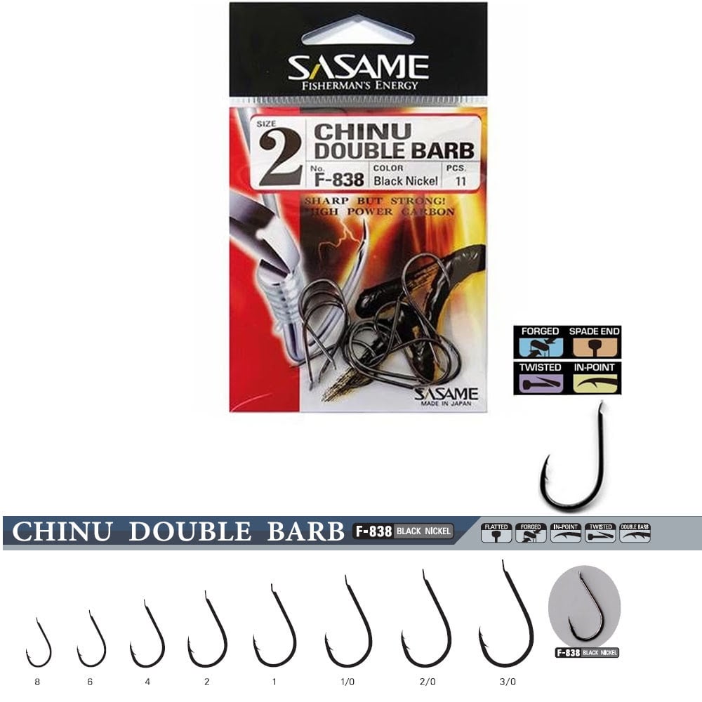 Sasame F-838 Serisi Chinu Double Barb Olta İğnesi