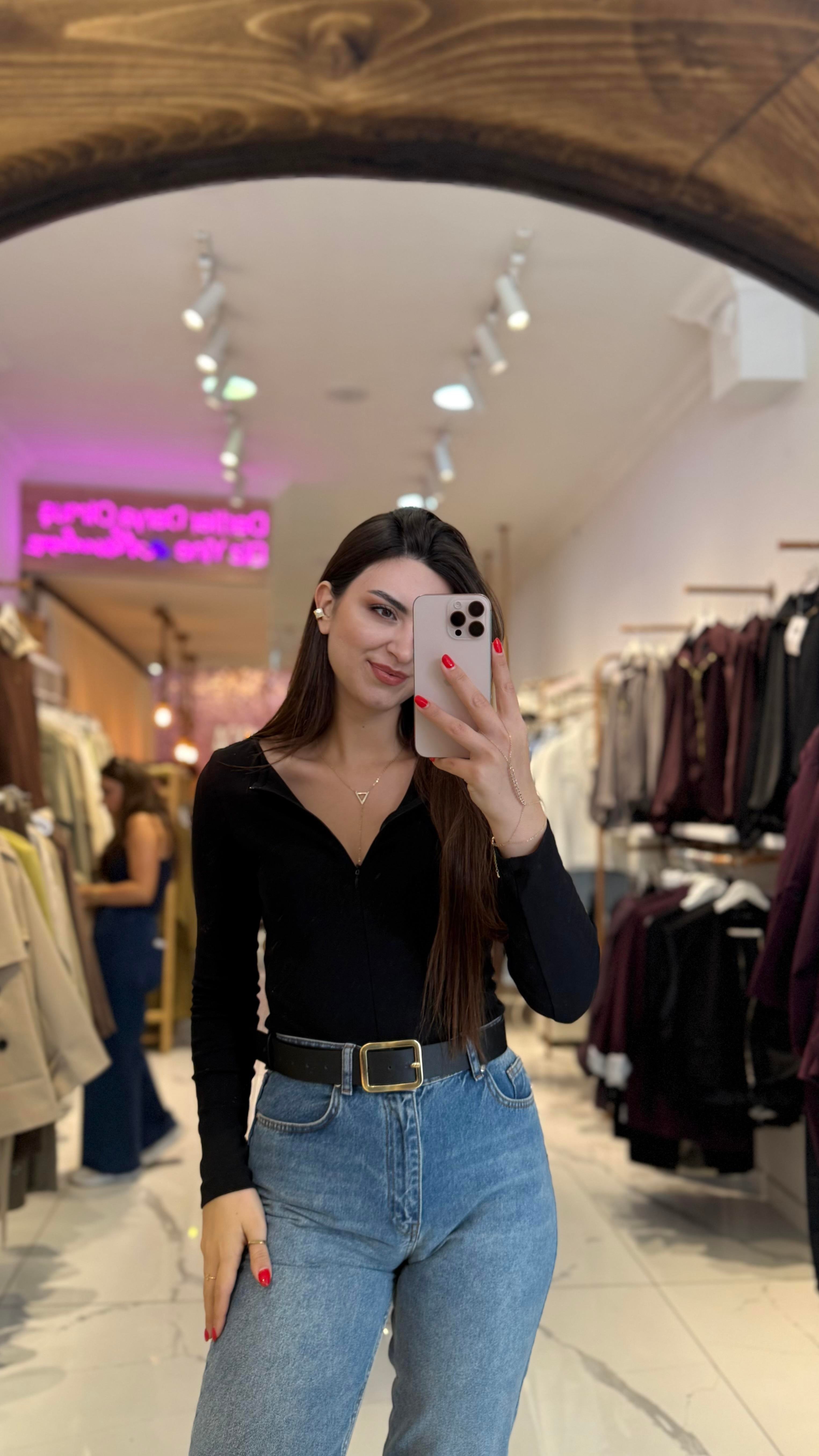Dilvin %100 Pamuklu Fermuar Detaylı Body