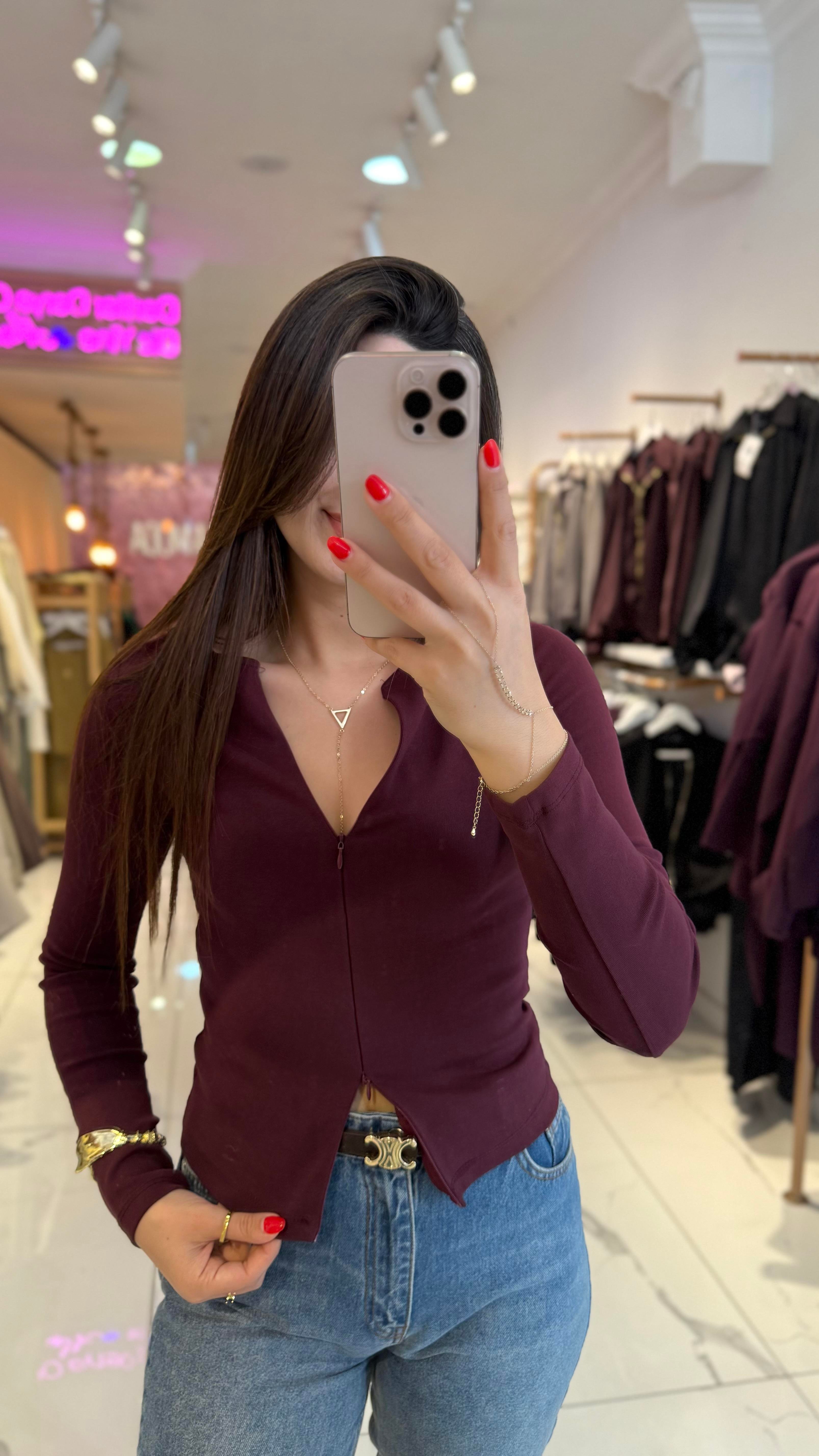 Dilvin %100 Pamuklu Fermuar Detaylı Body