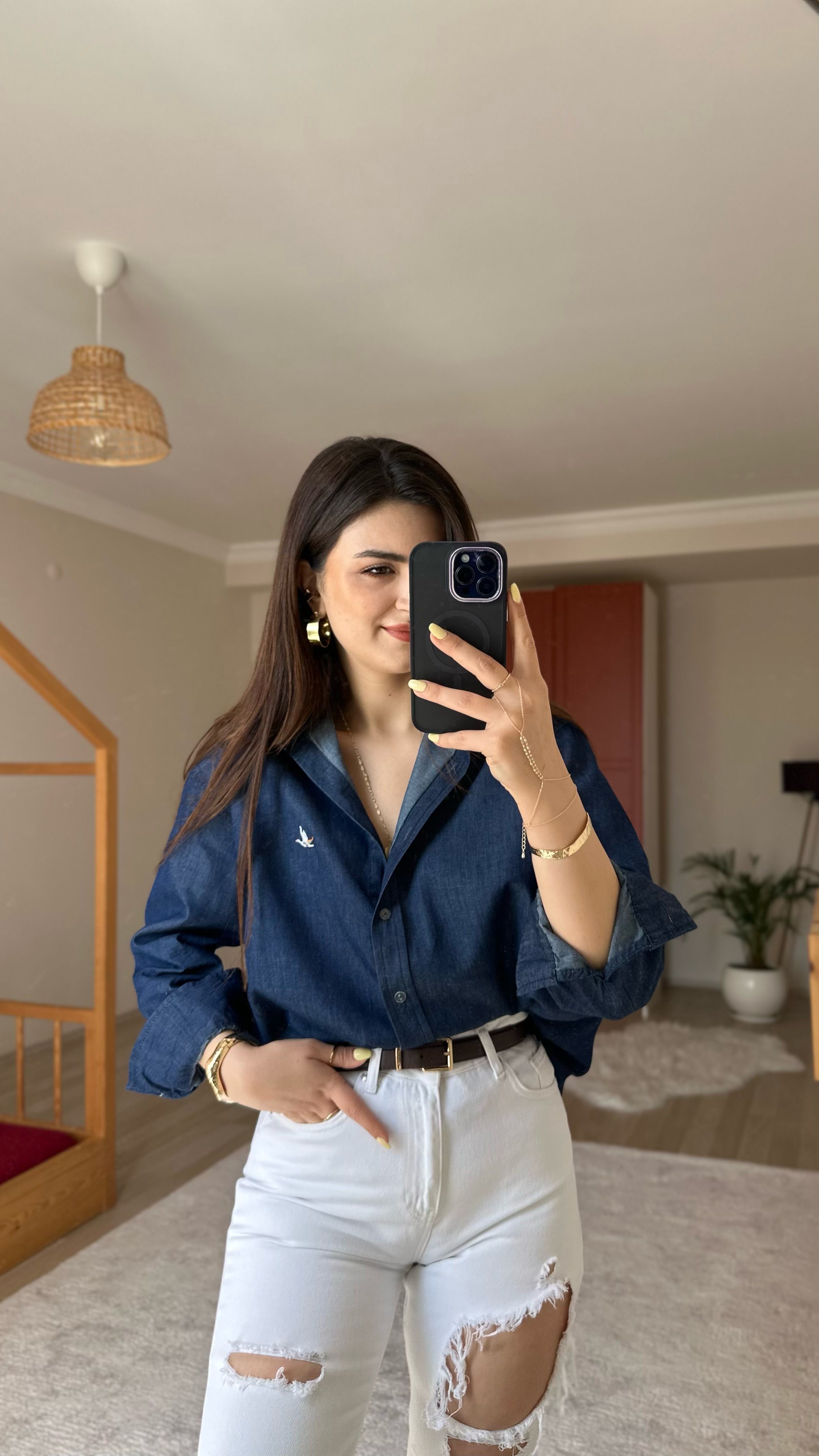 Orj Marka Oversize Denim Gömlek
