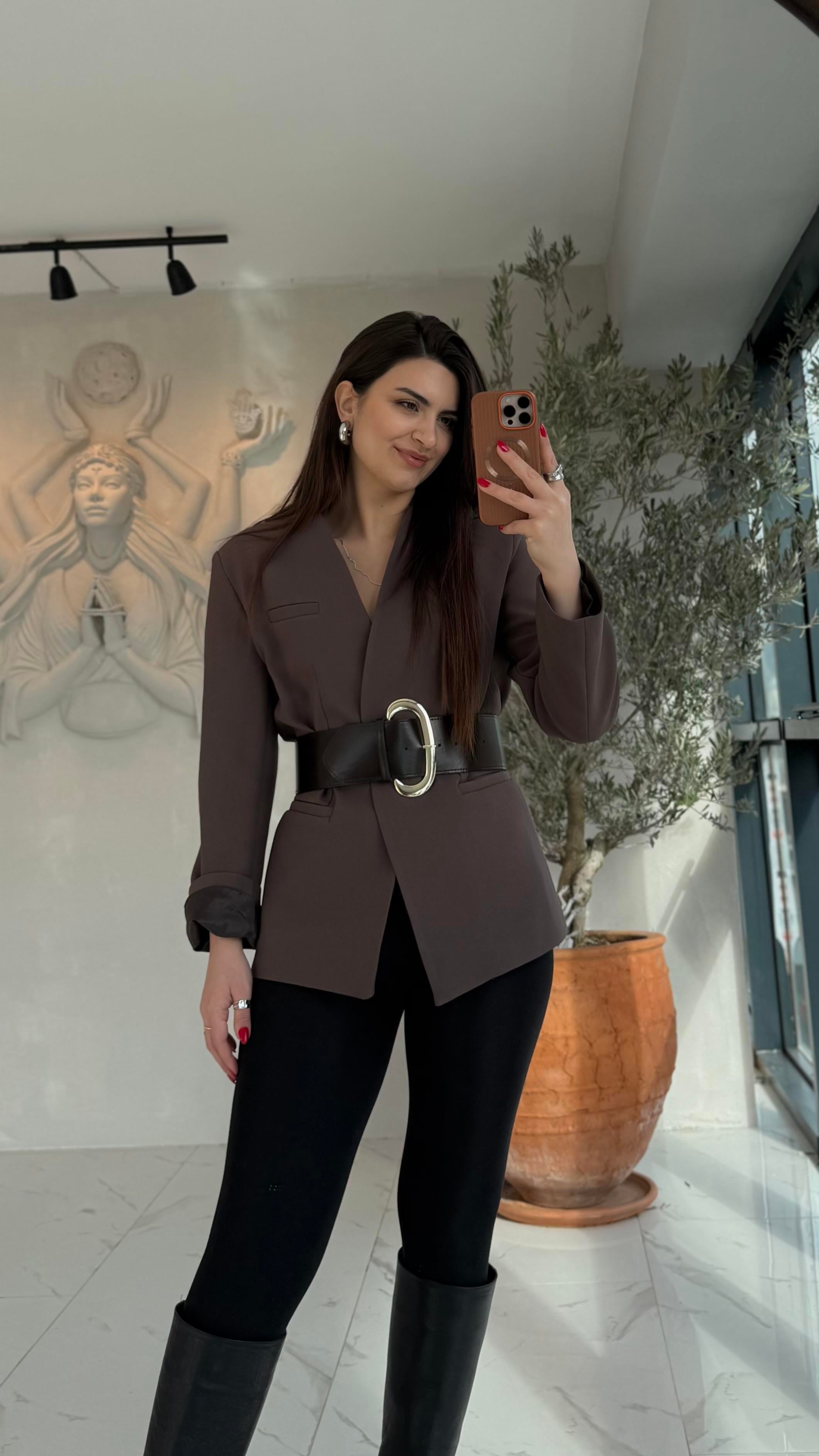 Premium Kemerli Blazer Ceket