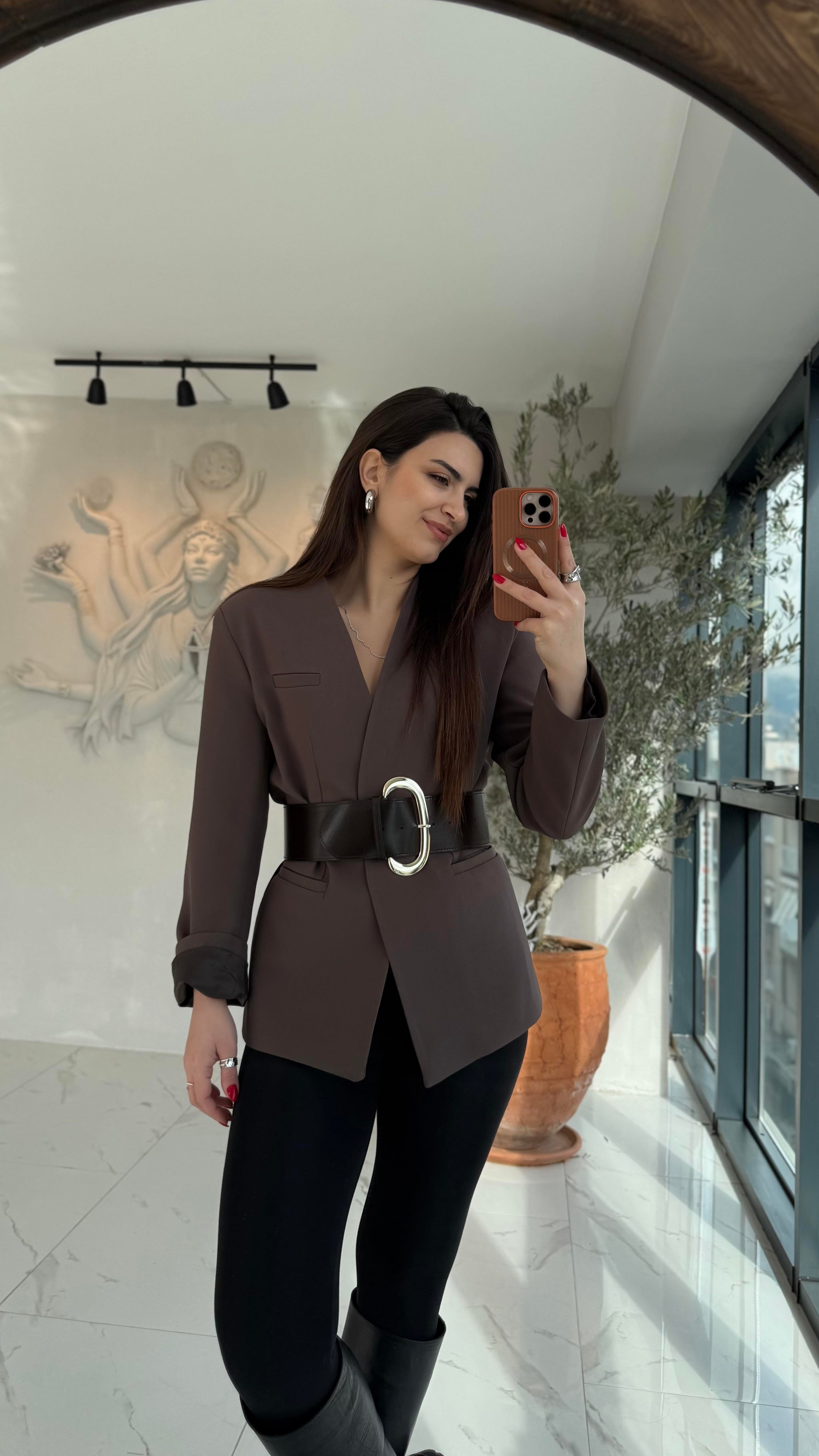 Premium Kemerli Blazer Ceket