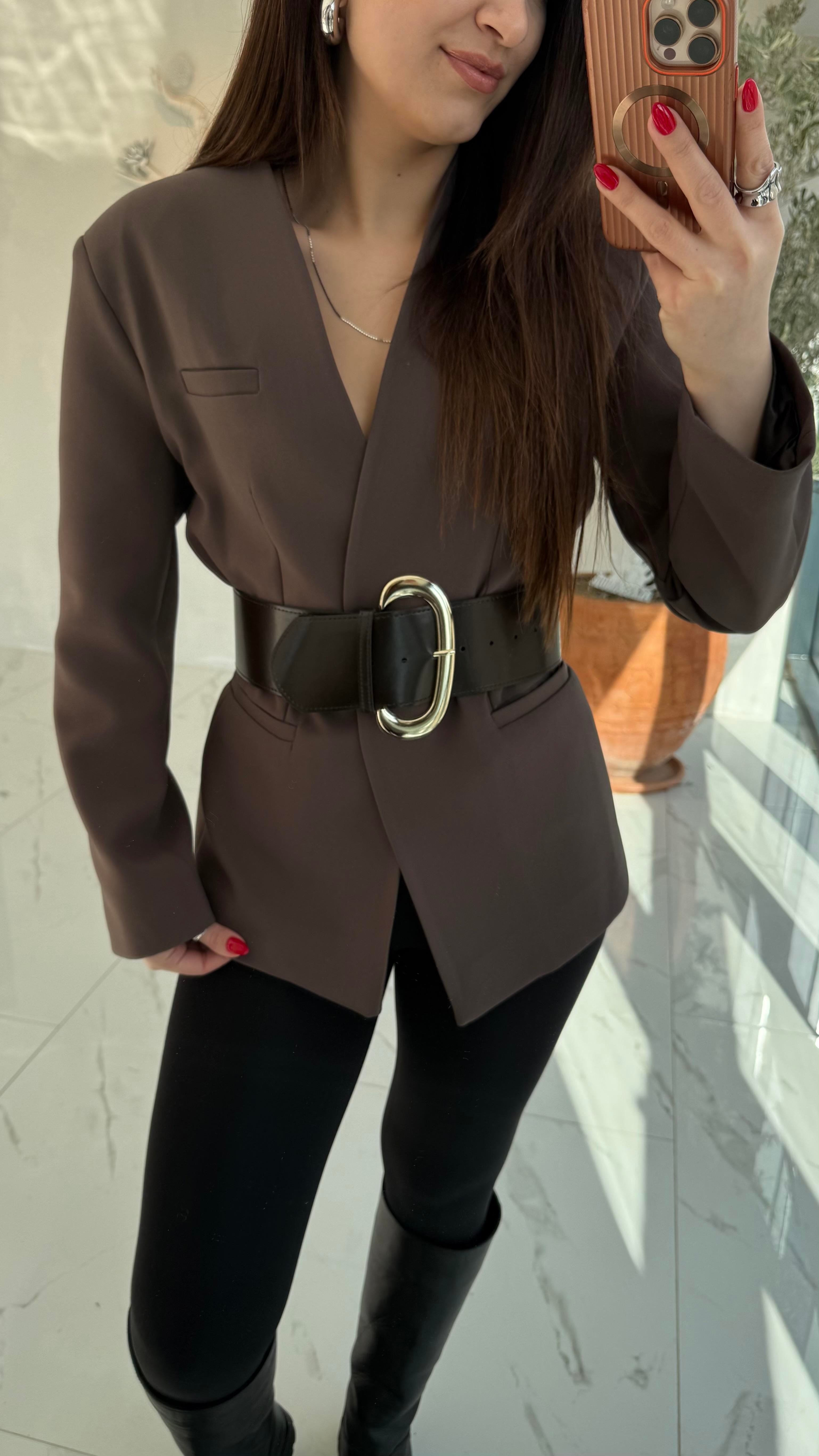 Premium Kemerli Blazer Ceket
