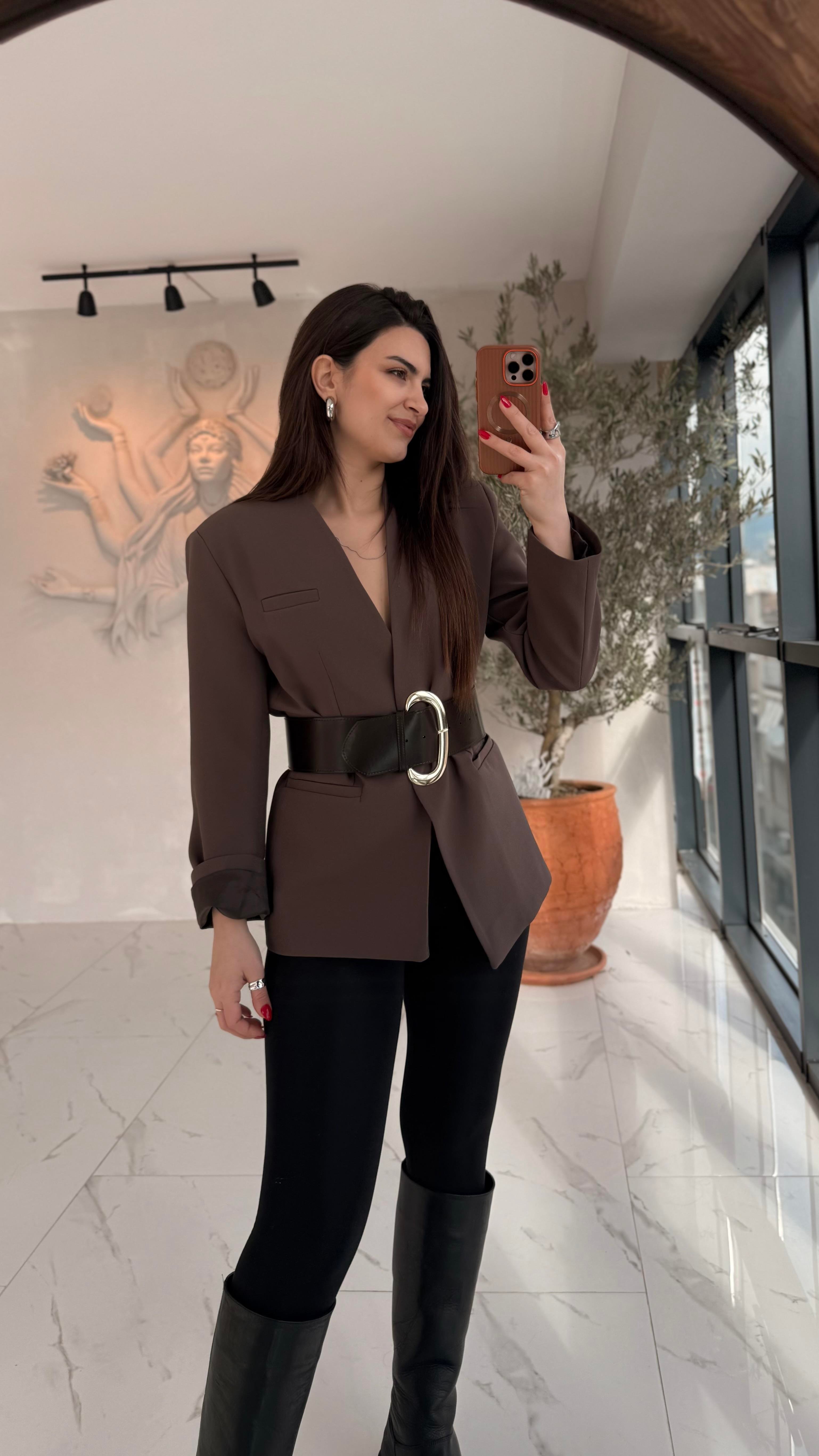 Premium Kemerli Blazer Ceket