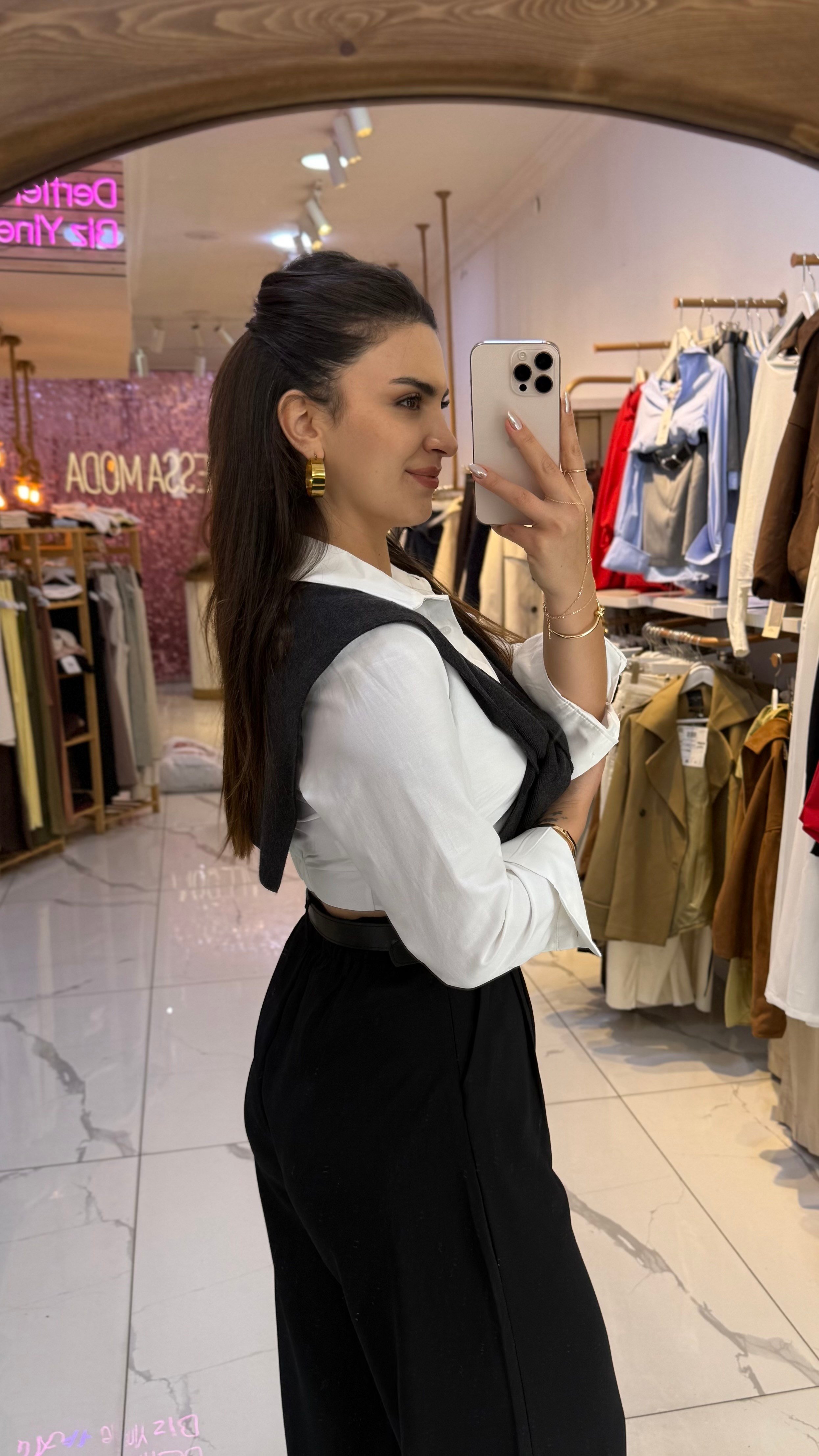Quzu Şal Detaylı  Crop Gömlek