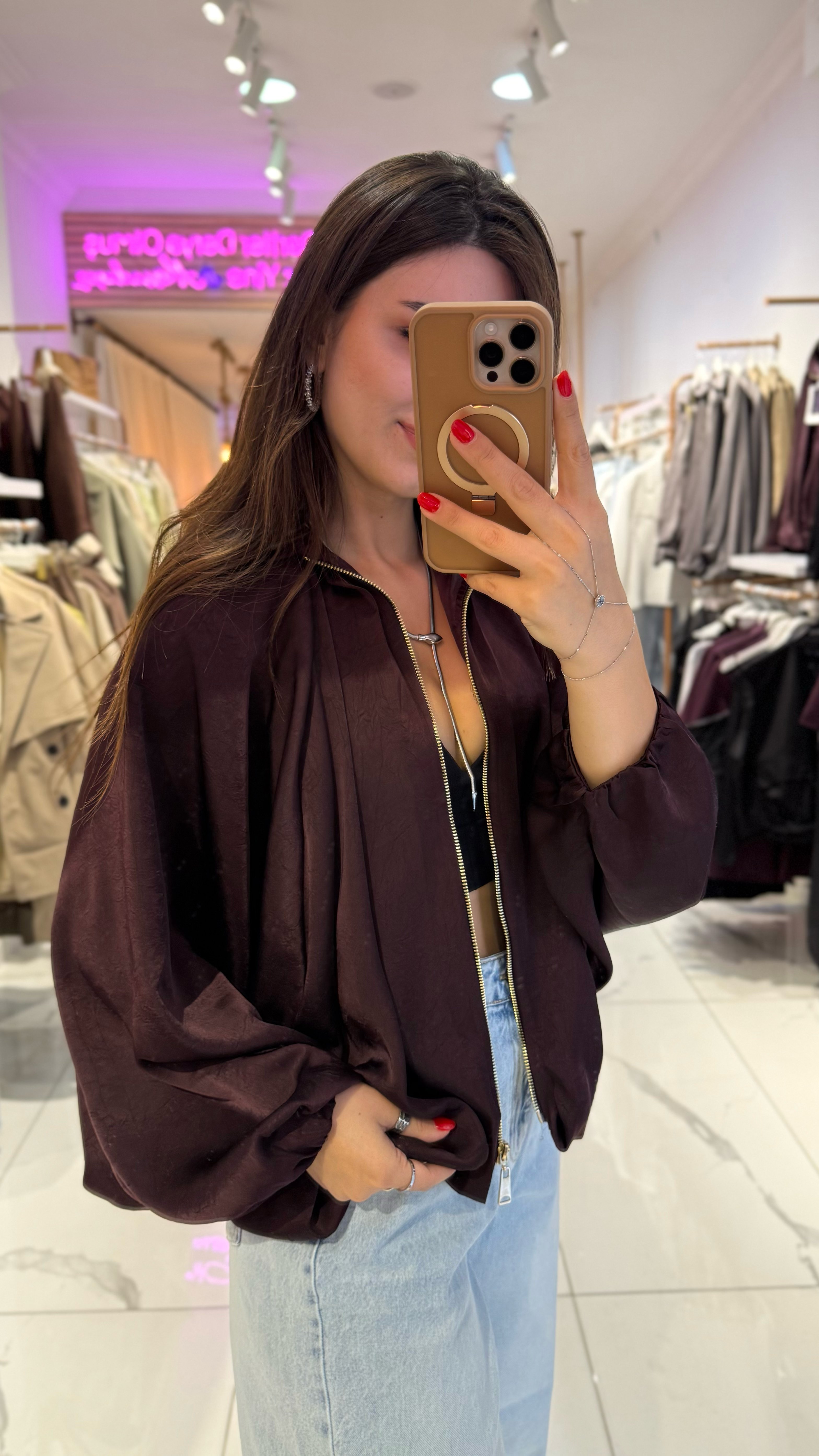 Saten Bomber Ceket