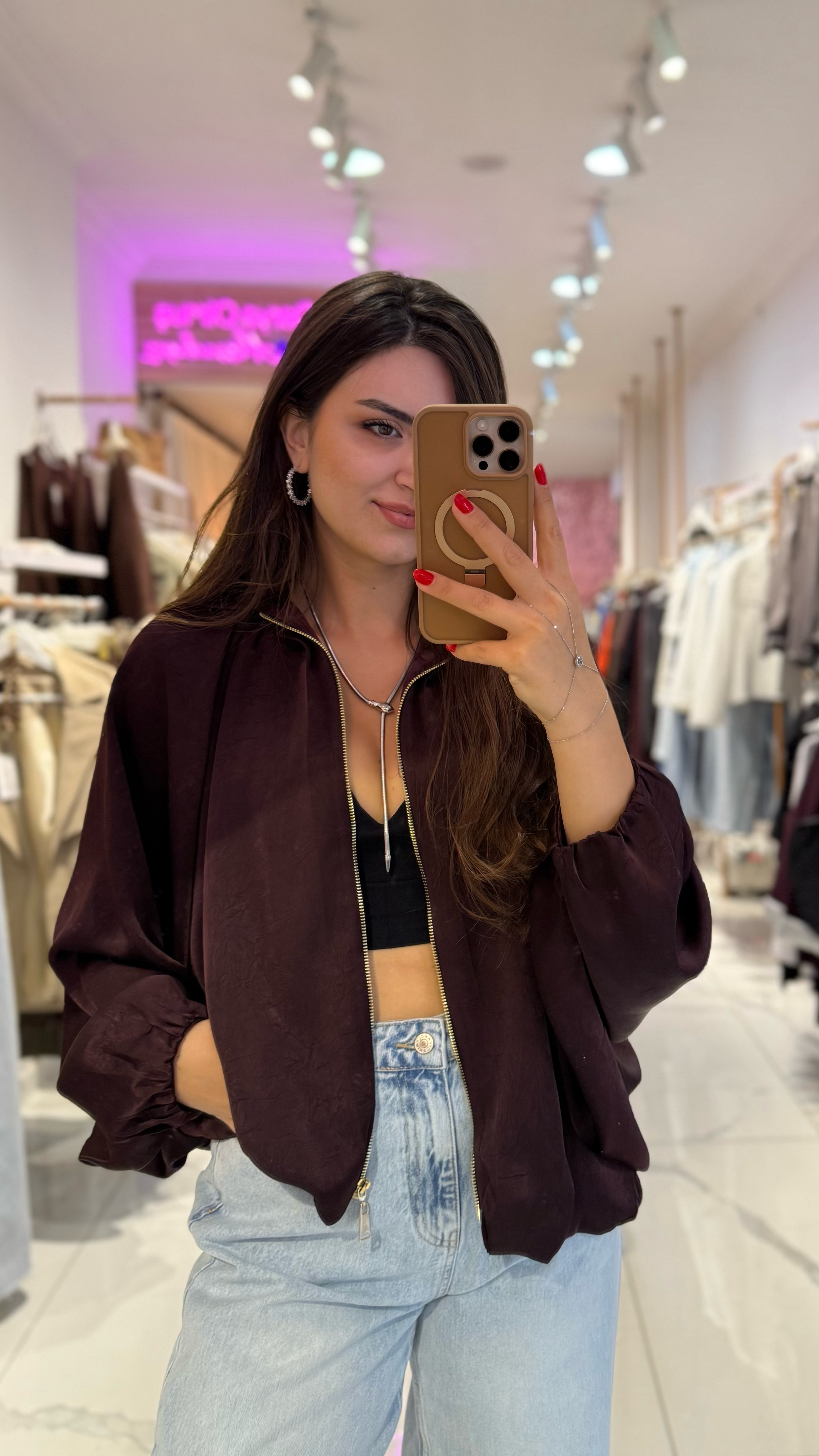 Saten Bomber Ceket
