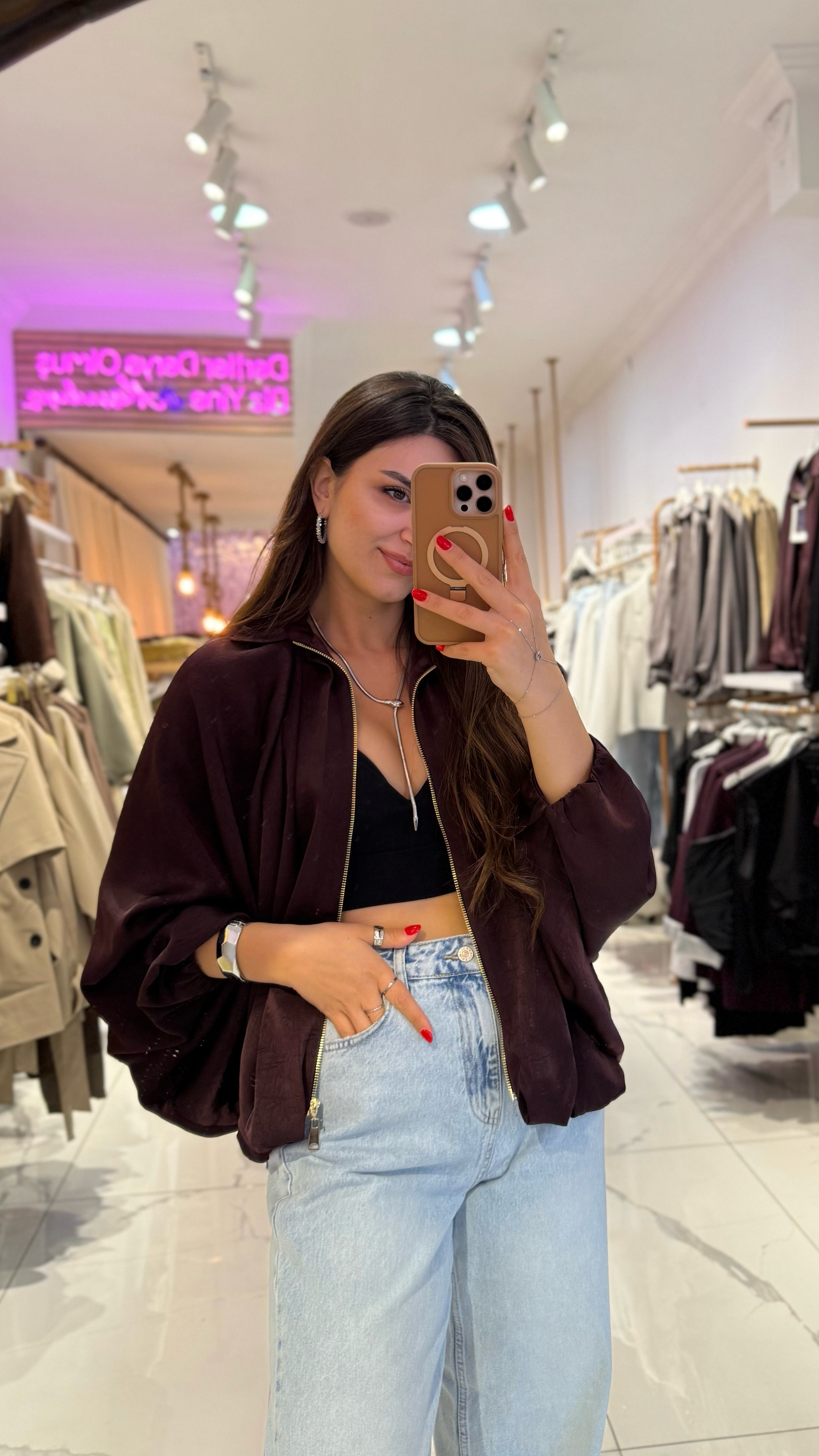 Saten Bomber Ceket