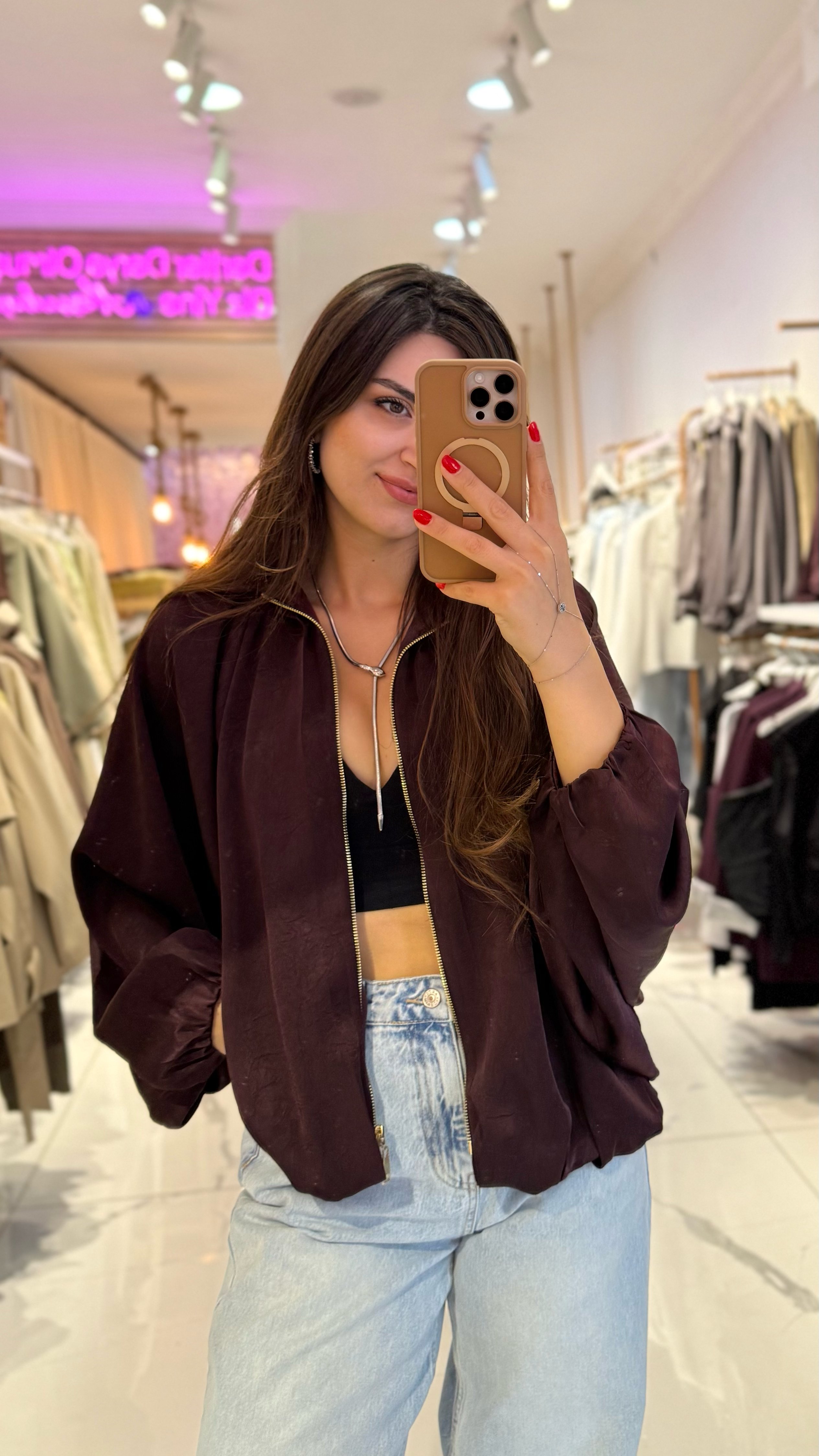 Saten Bomber Ceket