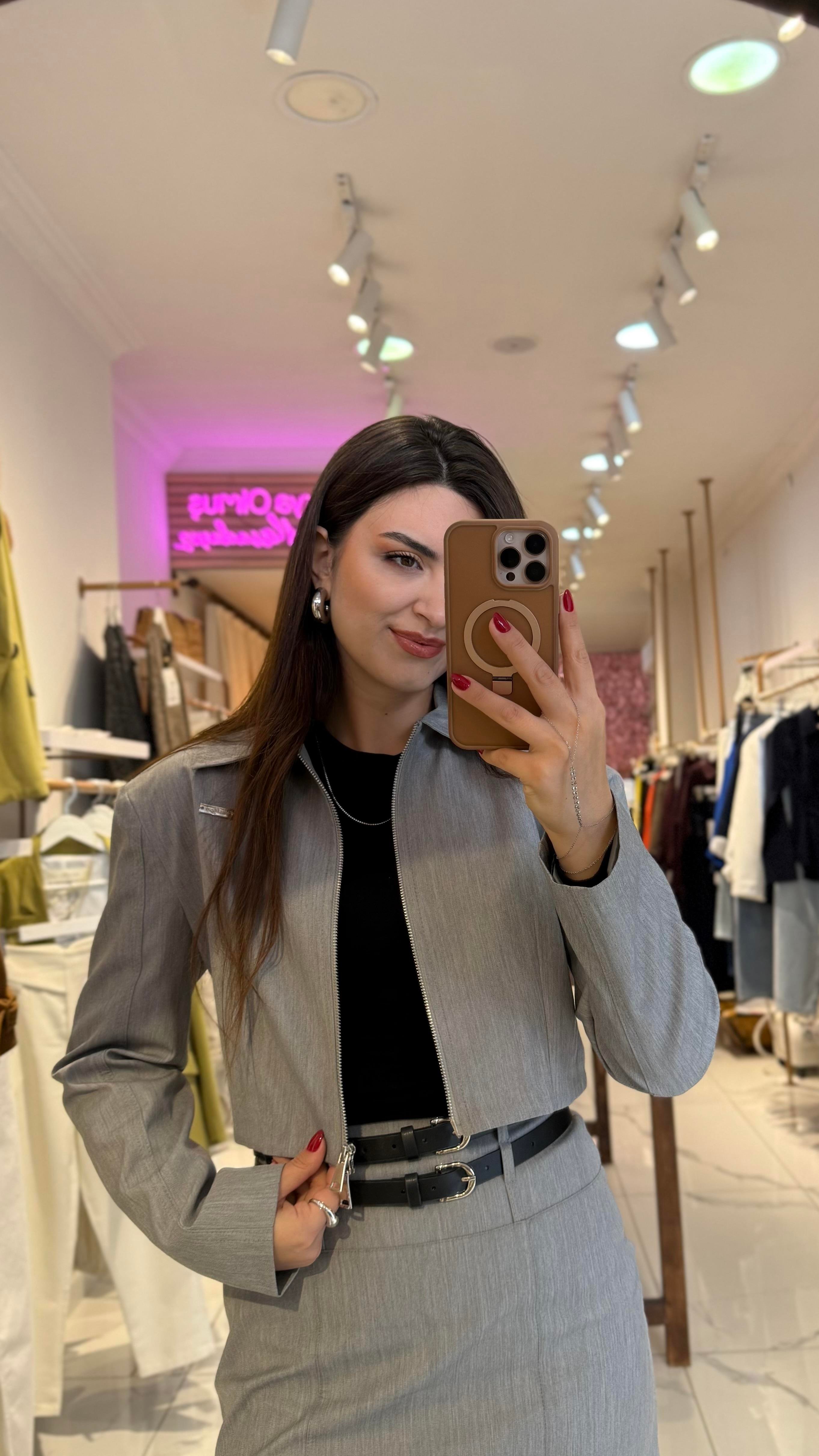 Vatkalı Çift Fermuarlı Ceket