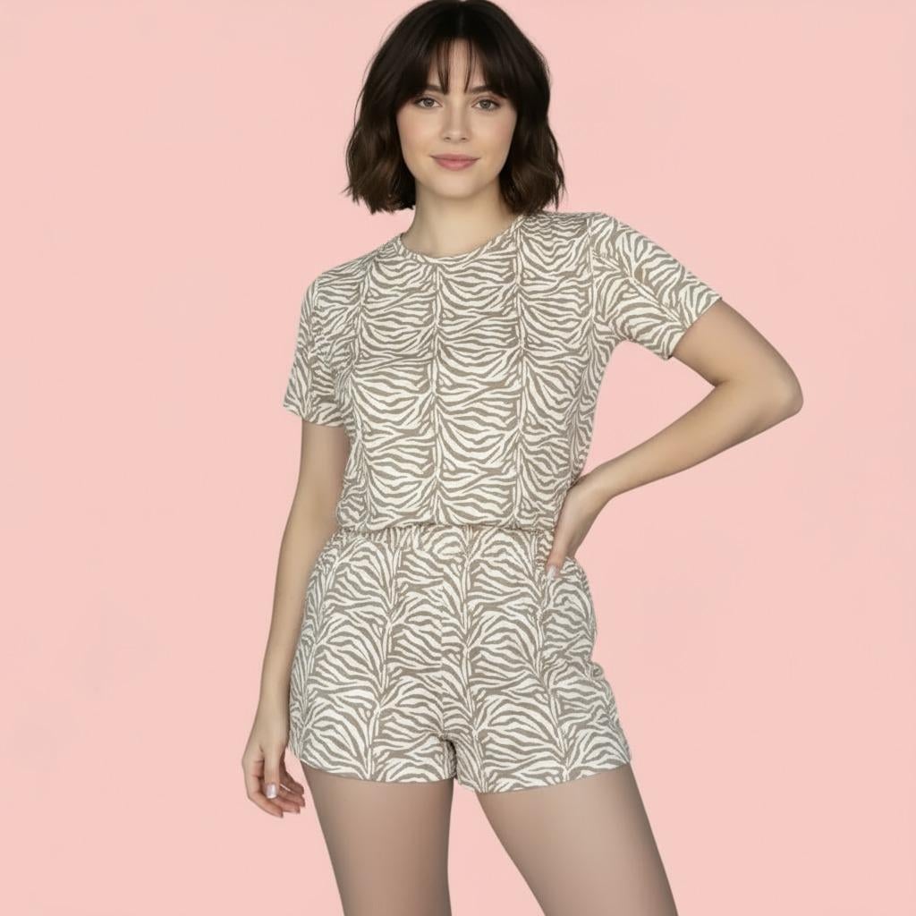 Merlot-T-Shirt Şort Örme Pijama Takımı-Pijama Takımı