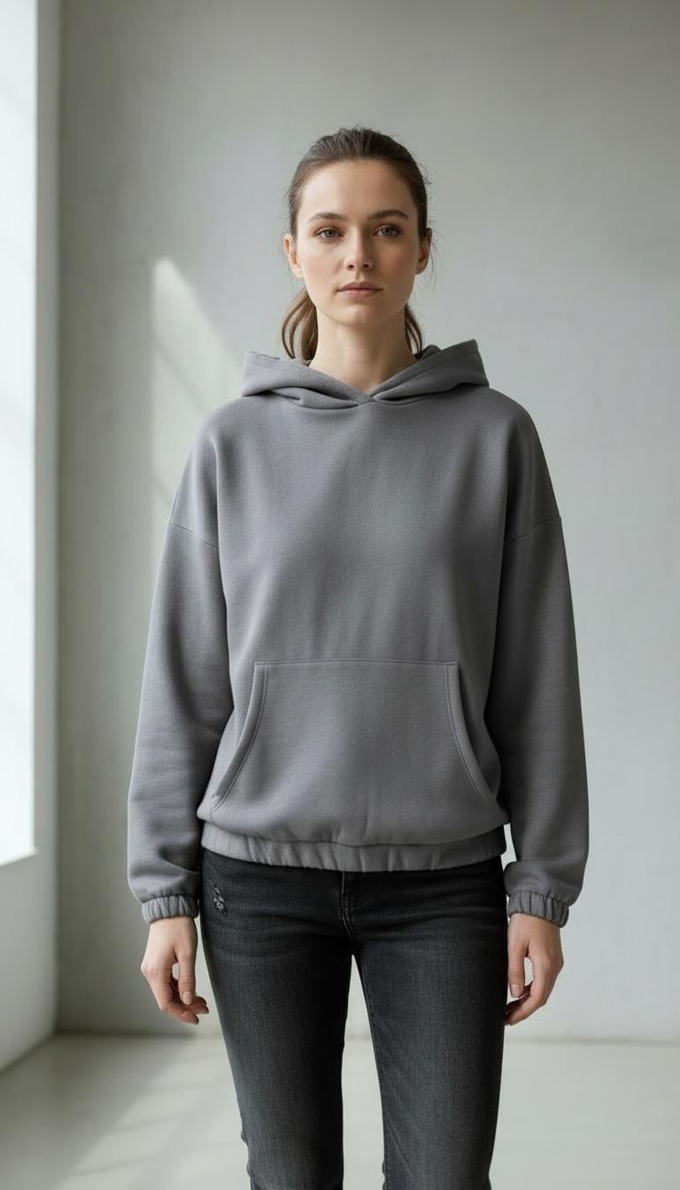 Merlot-Oversize Kanguru Cepli Kapüşonlu Sweatshirt-Sweatshirt