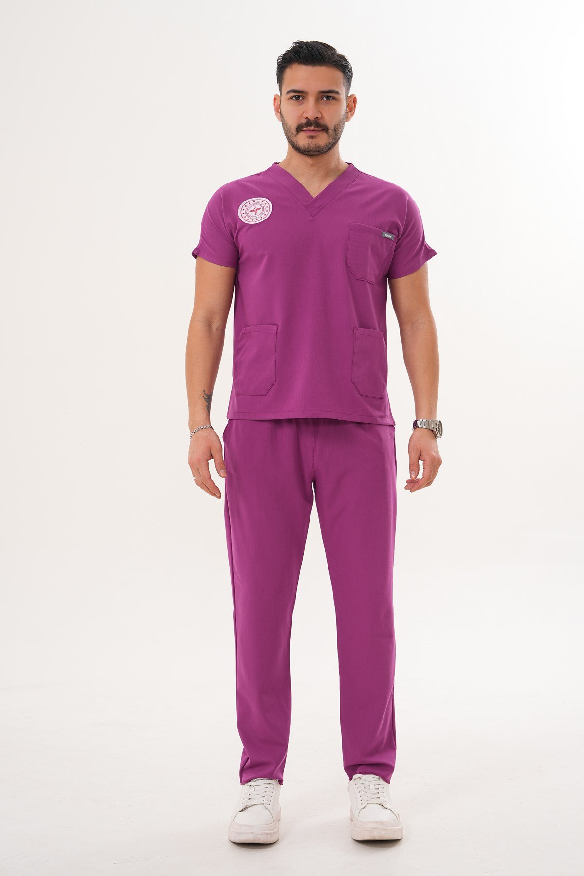 MOR ERKEK SCRUBS TAKIM - EBE PERSONELİ 