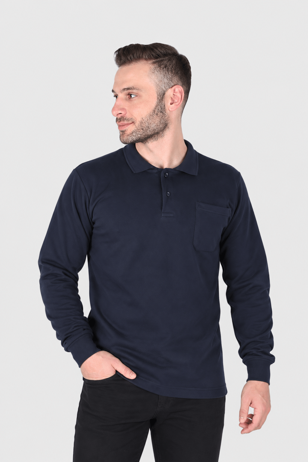 POLO YAKA 2İP UNI SWEATSHIRT