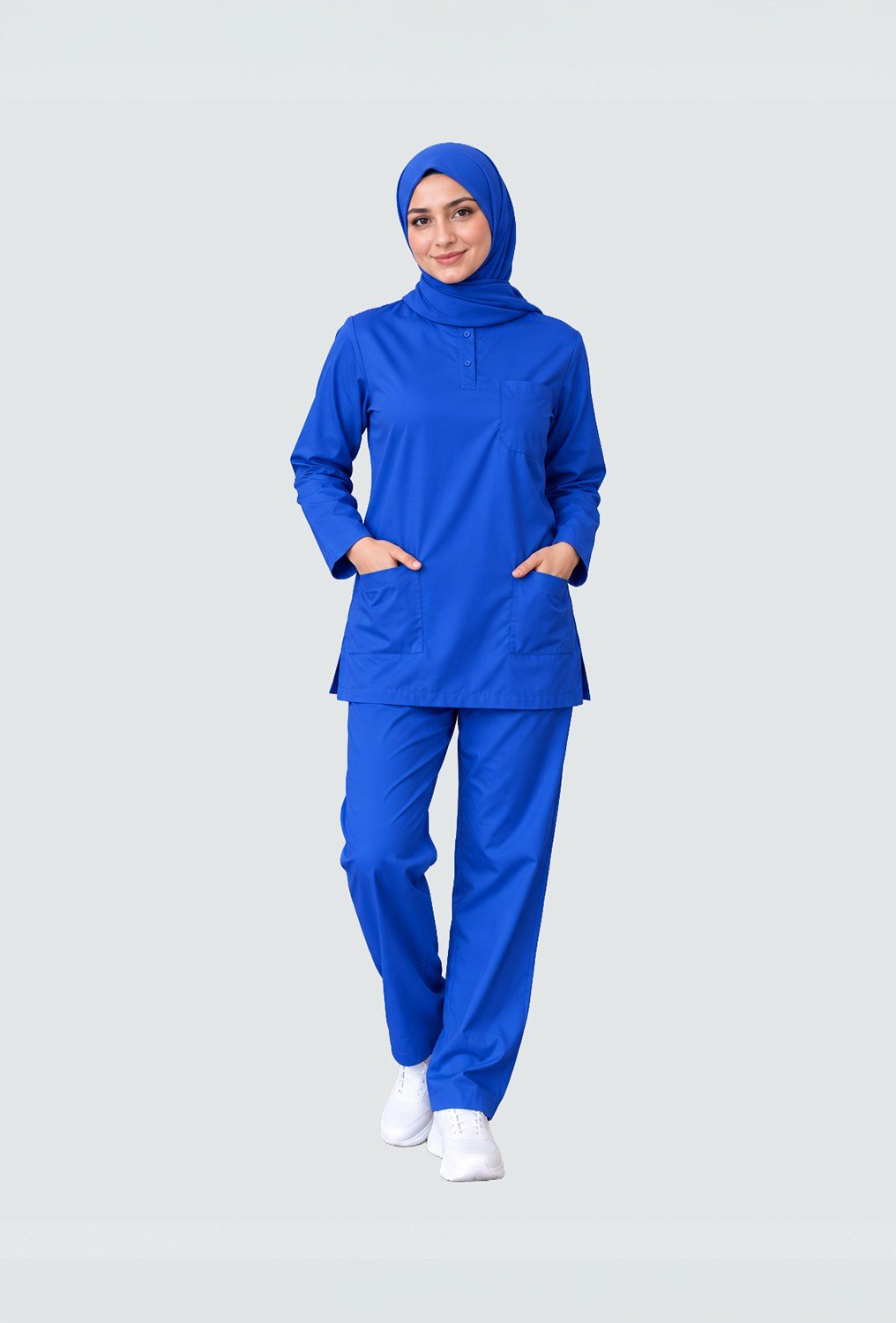 SAKS MAVİ TESETTÜR KADIN SCRUBS TAKIM