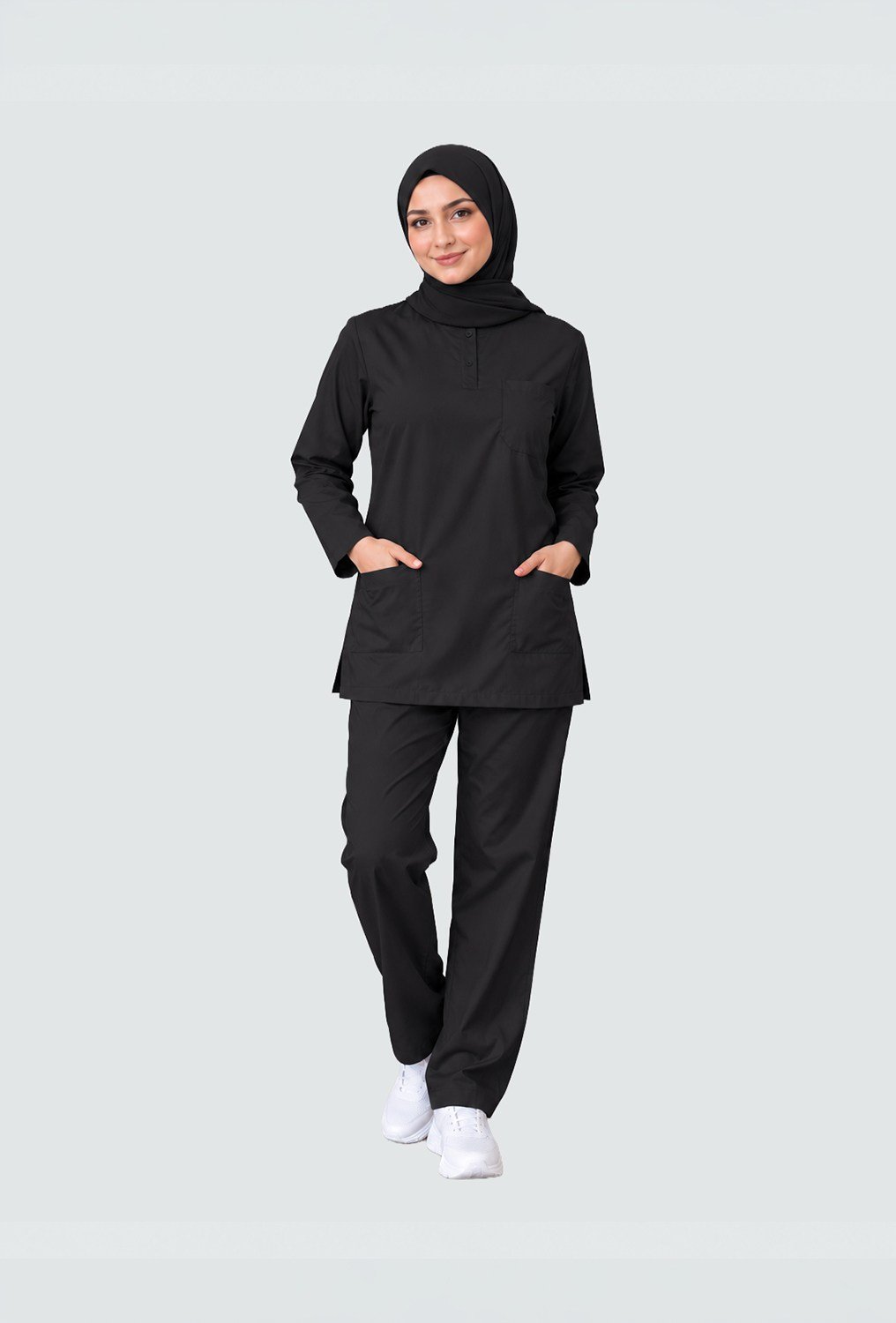 SİYAH TESETTÜR KADIN SCRUBS TAKIM