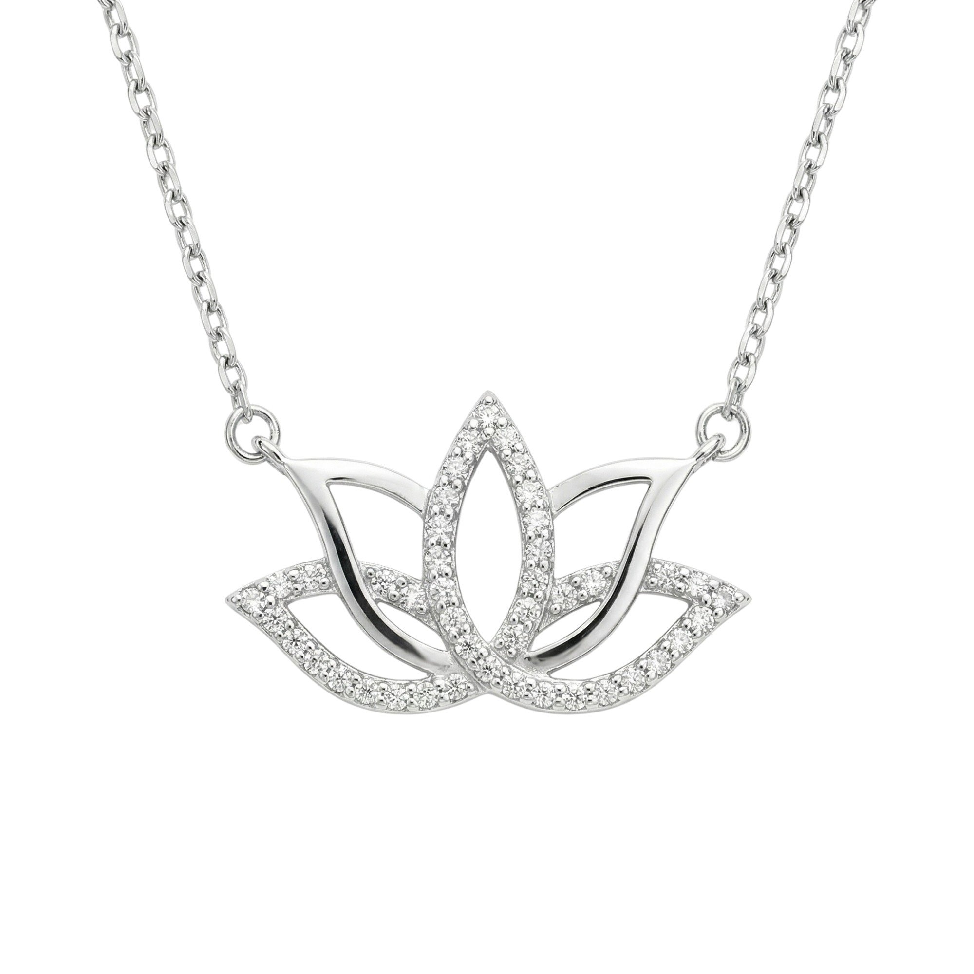 Lotus Çiçeği Gümüş Kolye